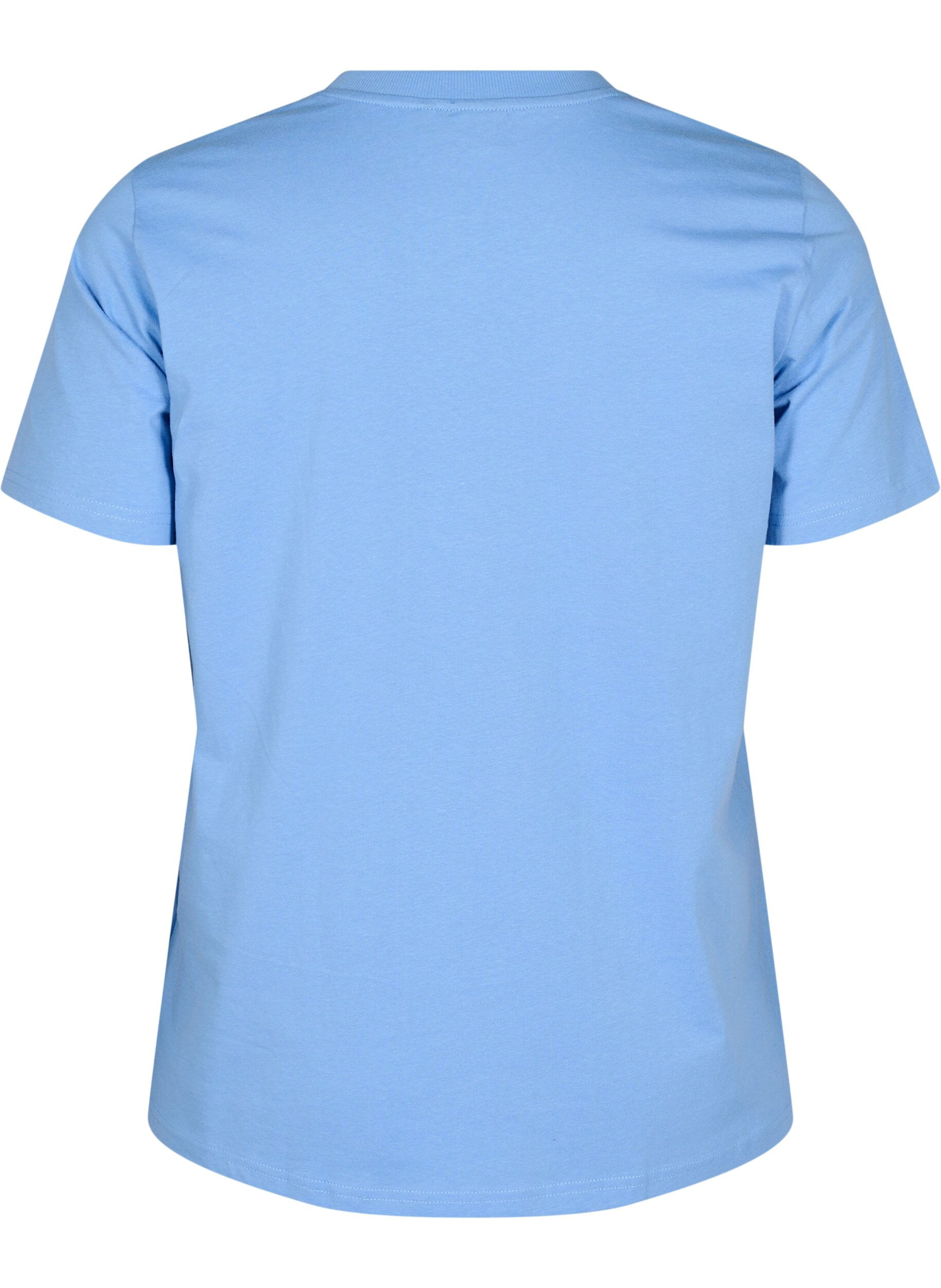 Zizzi Basic-T-Shirt aus Baumwolle mit Rundhalsausschnitt, Blau, Packshot image number 1