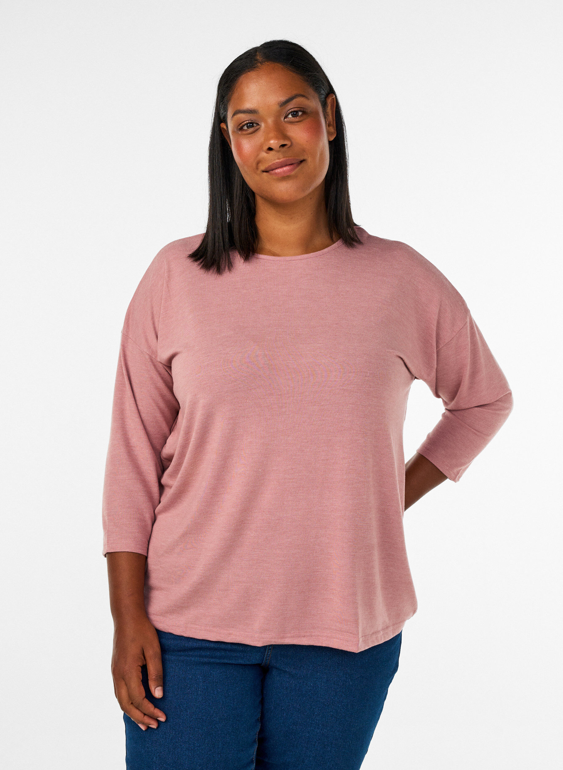ZizziBluse aus Jersey mit 3/4-&Auml;rmeln, Rot, Model image number 0