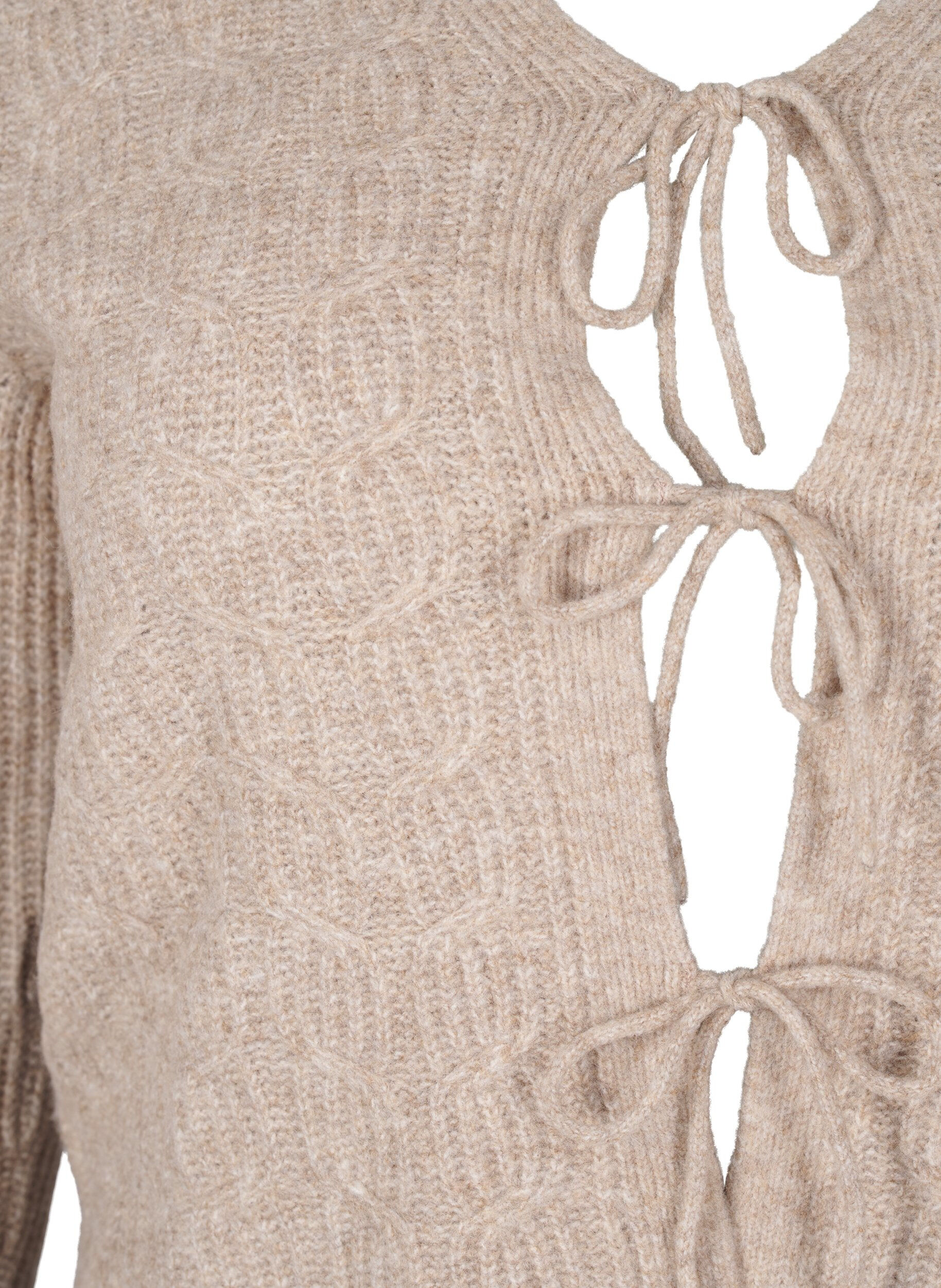 Zizzi Cardigan en maille avec lien &agrave; nouer, Simply Taupe Mel., Packshot image number 2
