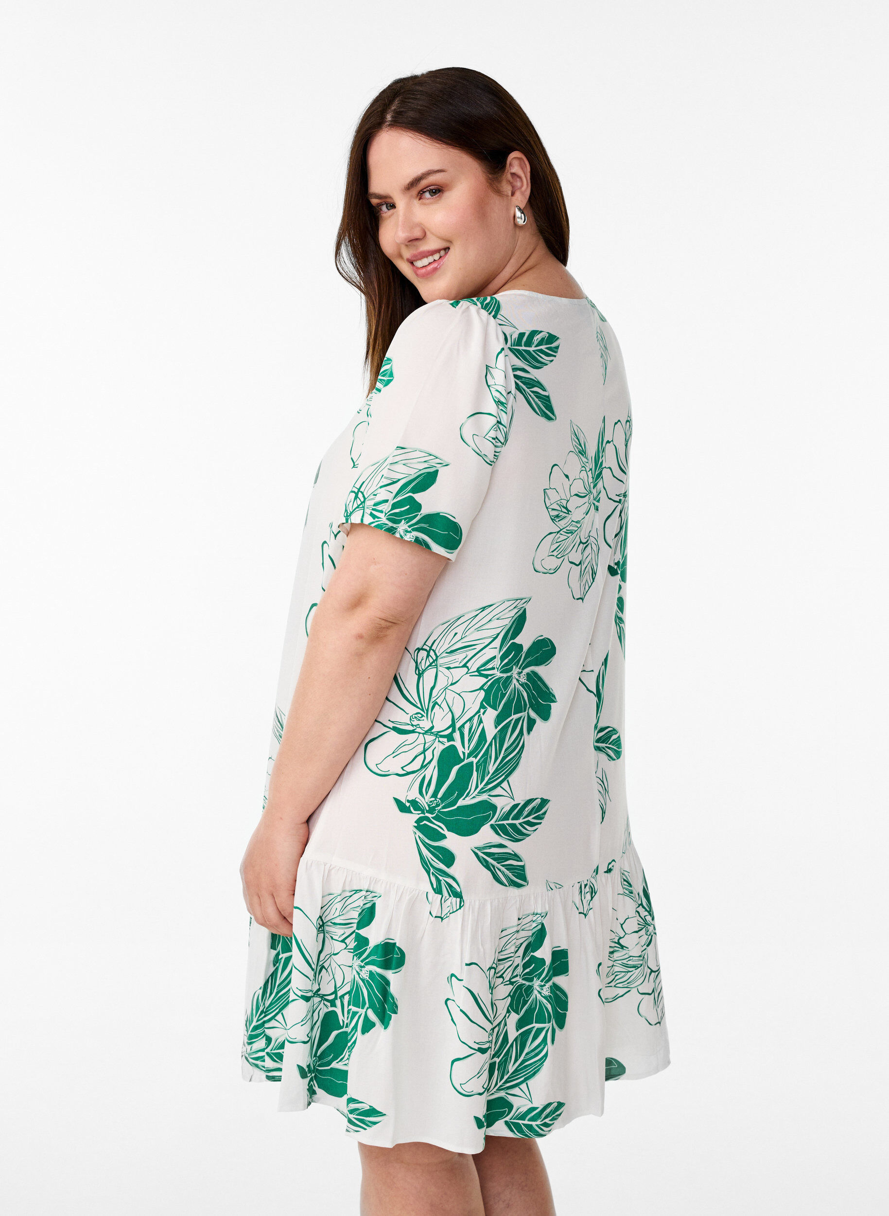ZizziRobe en viscose avec d&eacute;coupe, Vert, Model image number 2