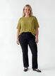 Kurz&auml;rmelige, gewebte Bluse mit Rundhals, Gr&uuml;n, Model image number 1