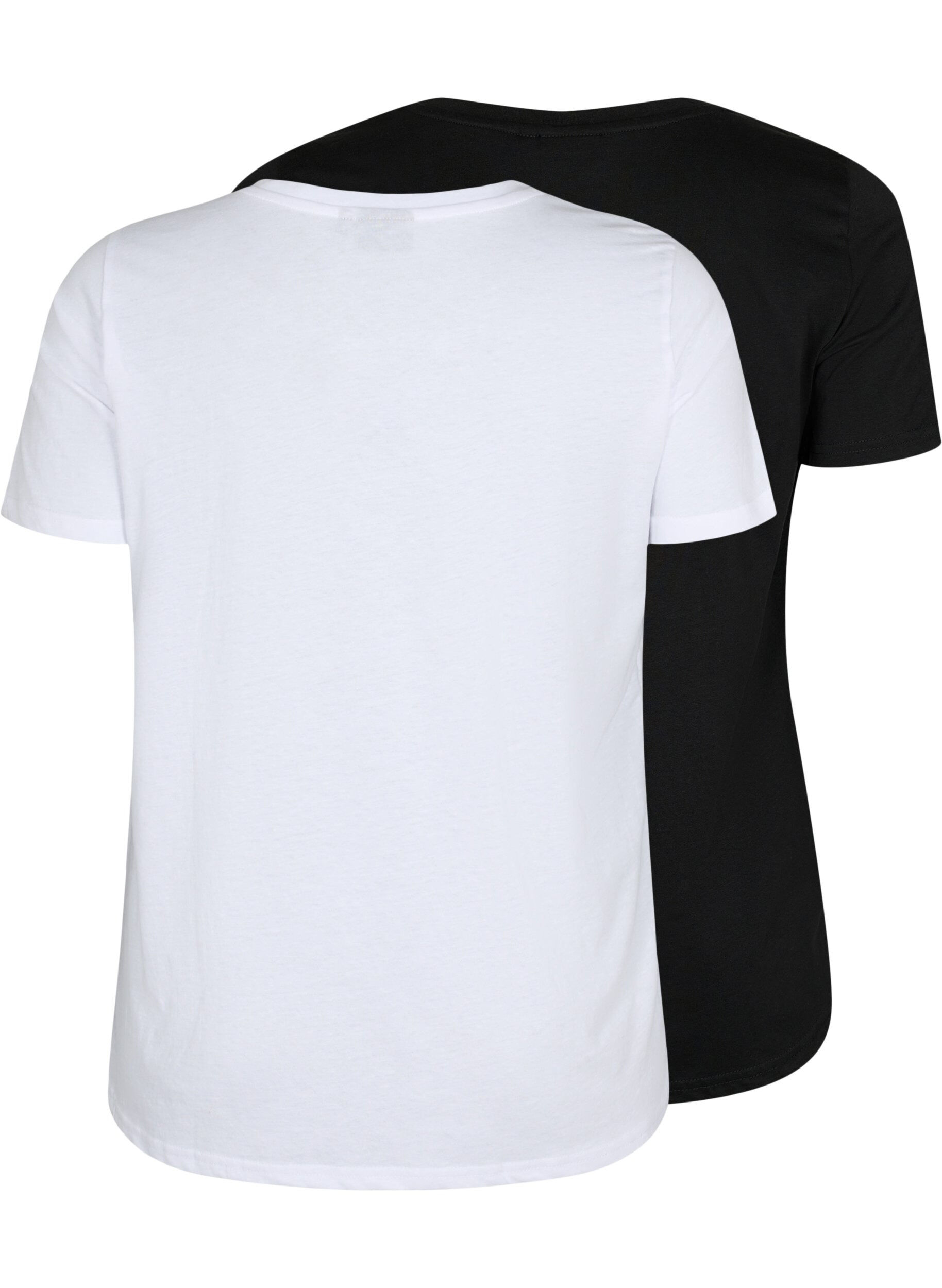Zizzi 2er-Pack T-Shirts mit V-Ausschnitt, Bright White / Black, Packshot image number 1