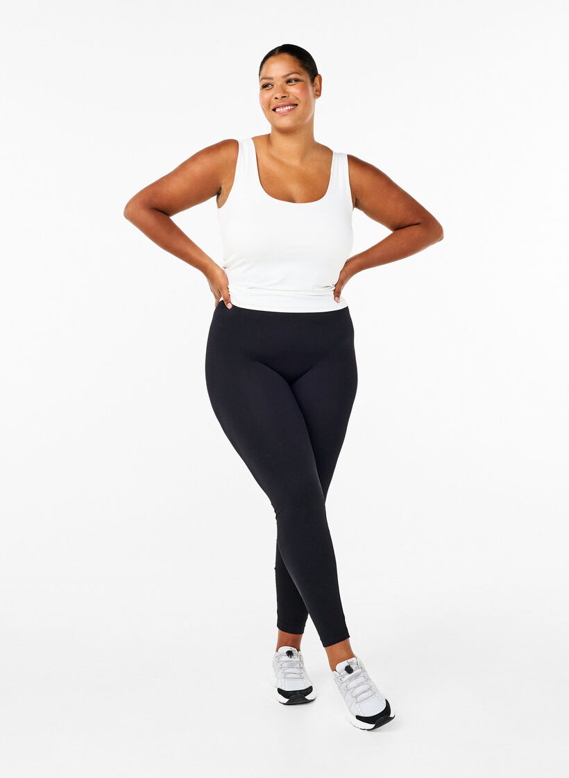 Nahtlose Basic-Leggings, Schwarz, Model image number 1