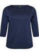 Basic-T-Shirt mit U-Boot-Ausschnitt und 3/4-&Auml;rmeln, Blau, Packshot image number 0