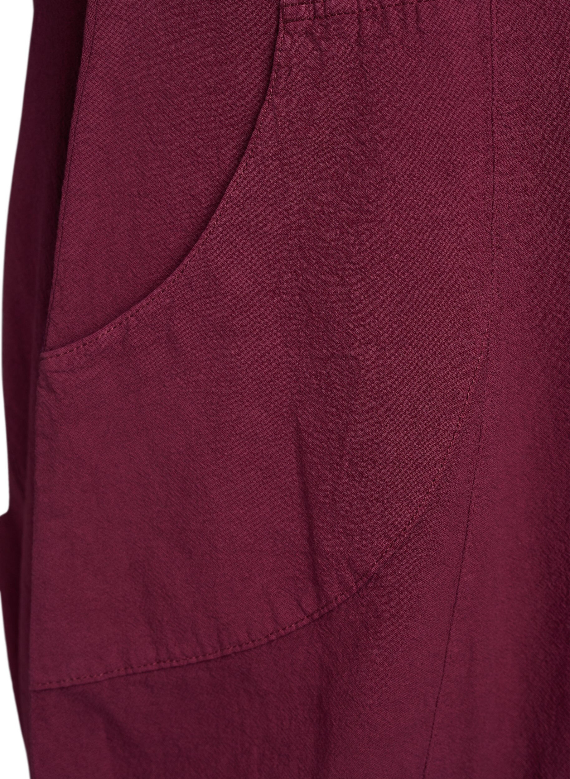 Zizzi Kurzarm Kleid aus Baumwolle, Dunkles Bordeaux, Packshot image number 3