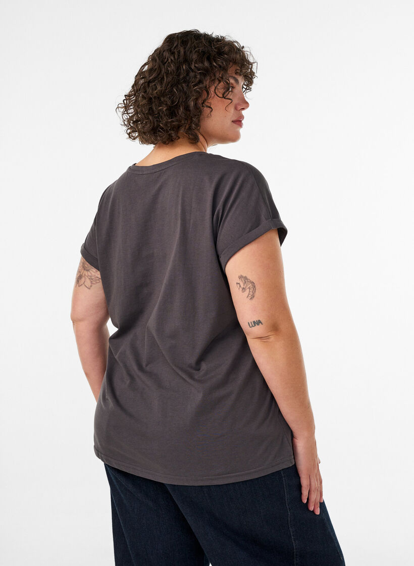 T-shirt avec imprim&eacute; d&eacute;coratif sur le devant, Gris anthracite, Model image number 2