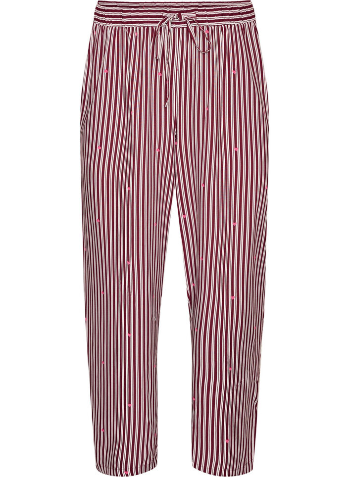 Pantalon de nuit ample &agrave; rayures et c&oelig;urs, Bordeaux fonc&eacute;, Packshot image number 0