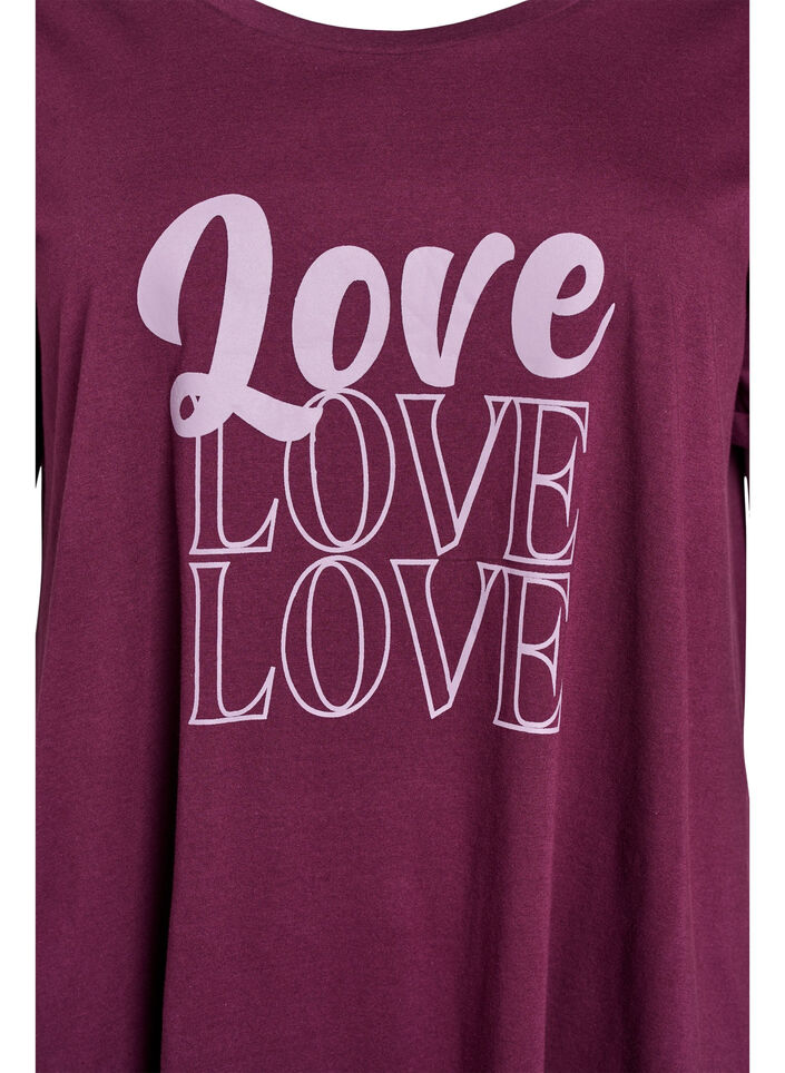 Chemise de nuit &agrave; manches courtes en coton biologique, Bordeaux fonc&eacute;, Packshot image number 2