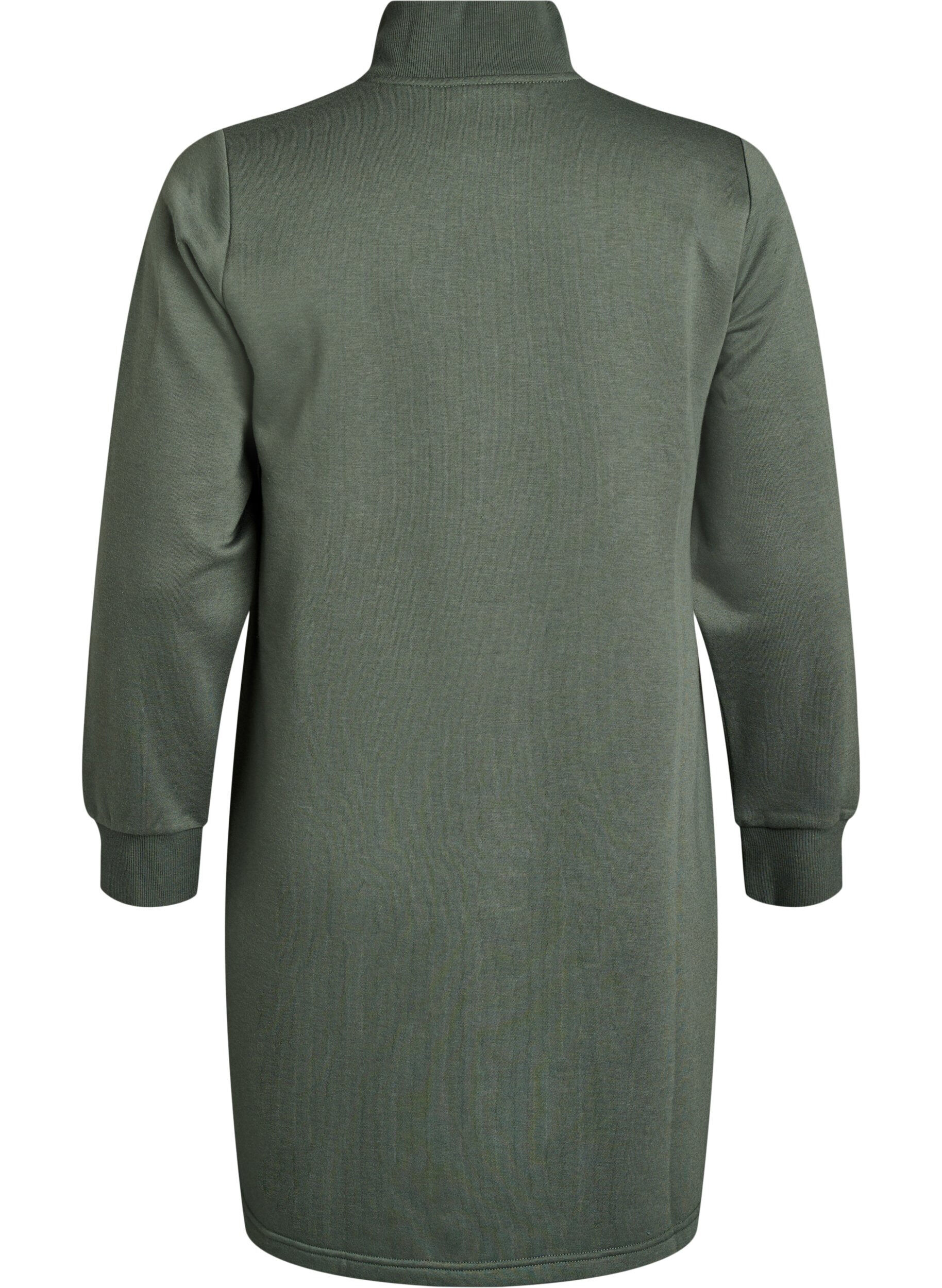 Zizzi Robe sweat-shirt courte &agrave; col montant, Vert, Packshot image number 1