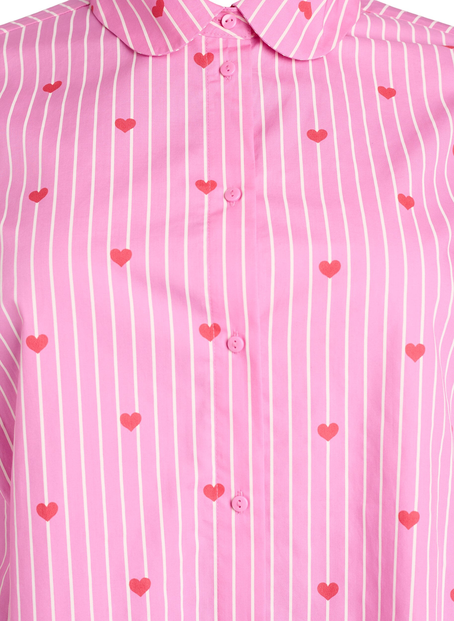 ZizziChemisier &agrave; rayures et c&oelig;urs, Rose, Packshot image number 2