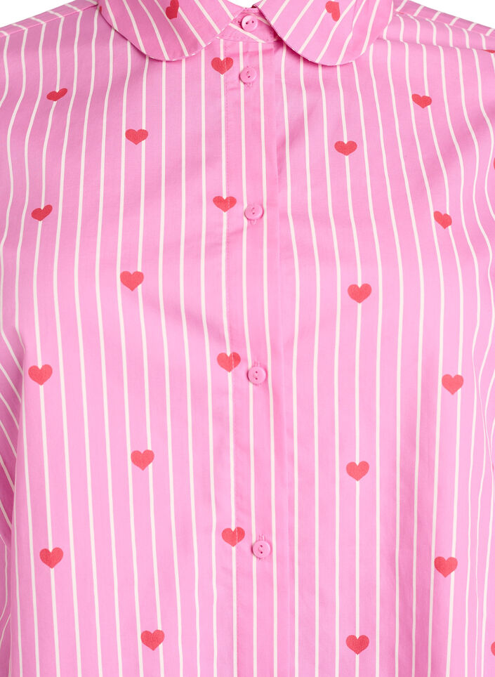 Chemisier &agrave; rayures et c&oelig;urs, Rose, Packshot image number 2