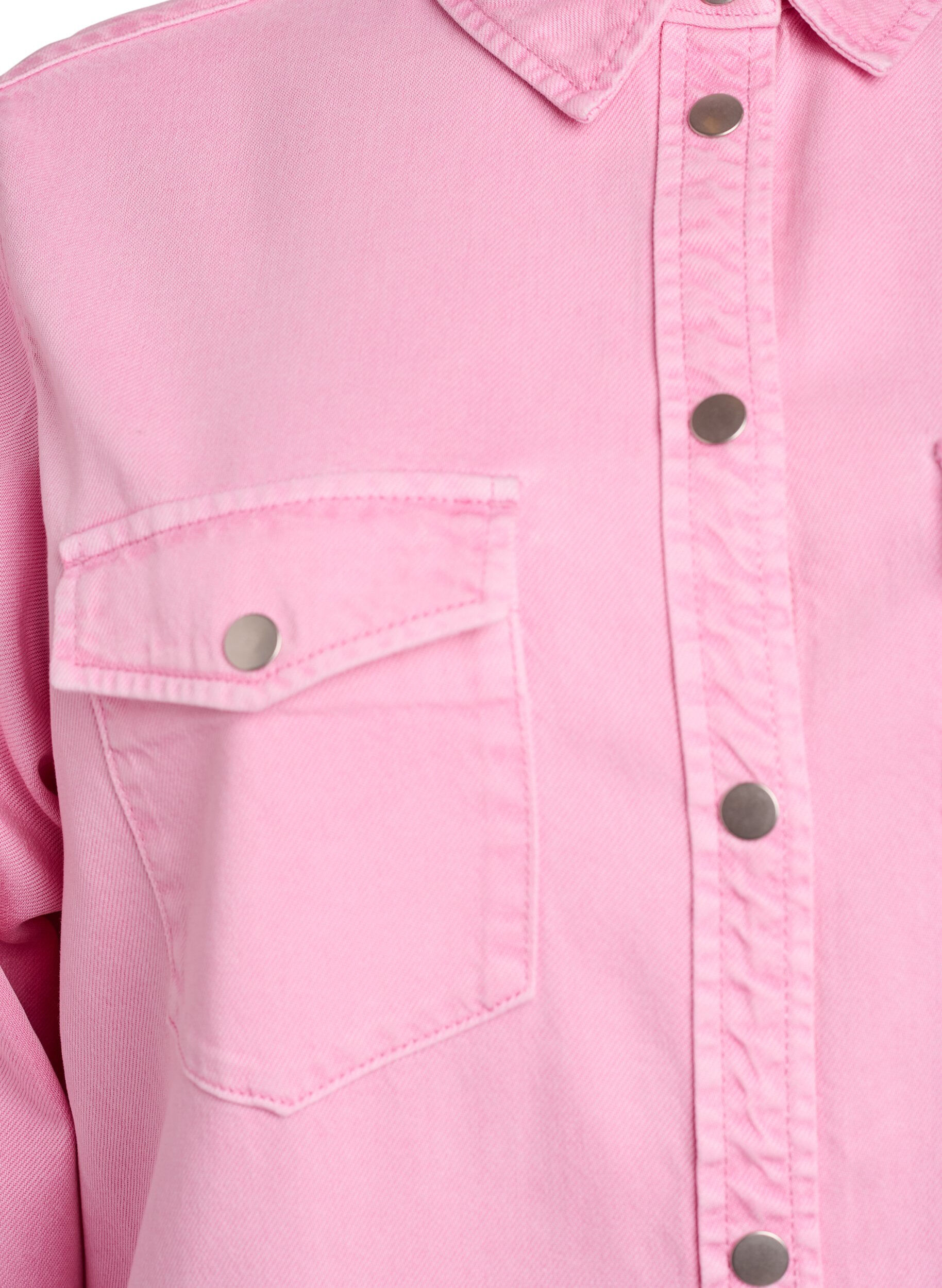 Zizzi Chemise en jean avec poches poitrine, Rose, Packshot image number 2