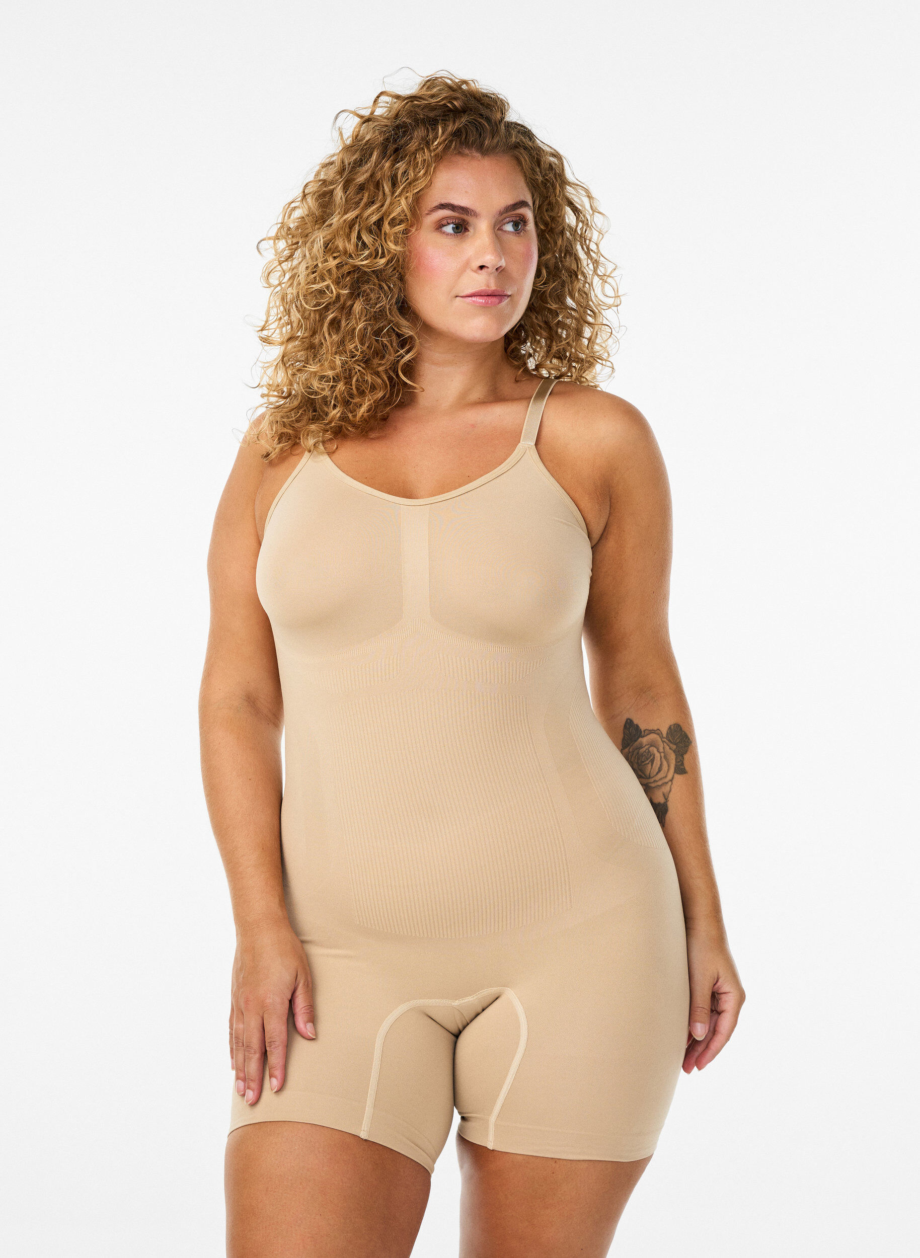 Zizzi Shapewear-Body mit &Ouml;ffnung im Schritt, Beige, Model image number 0