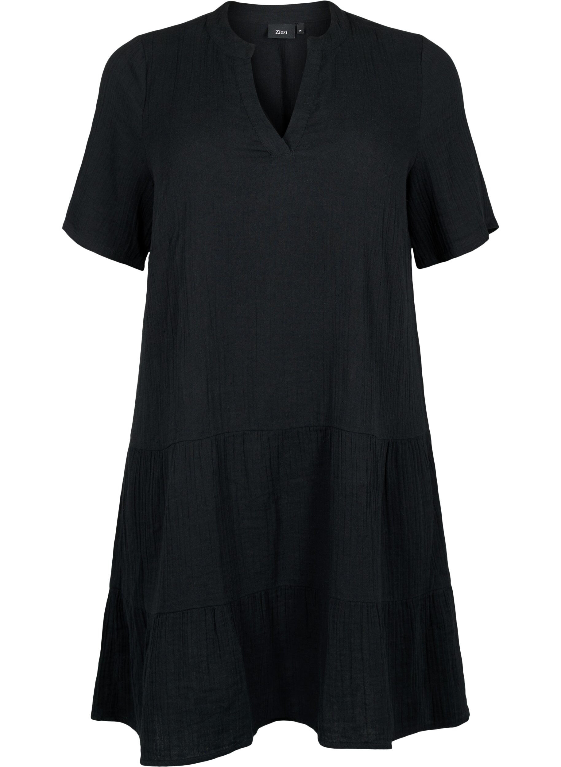 Zizzi Kurzarmkleid aus 100 % Baumwolle, Black, Packshot image number 0