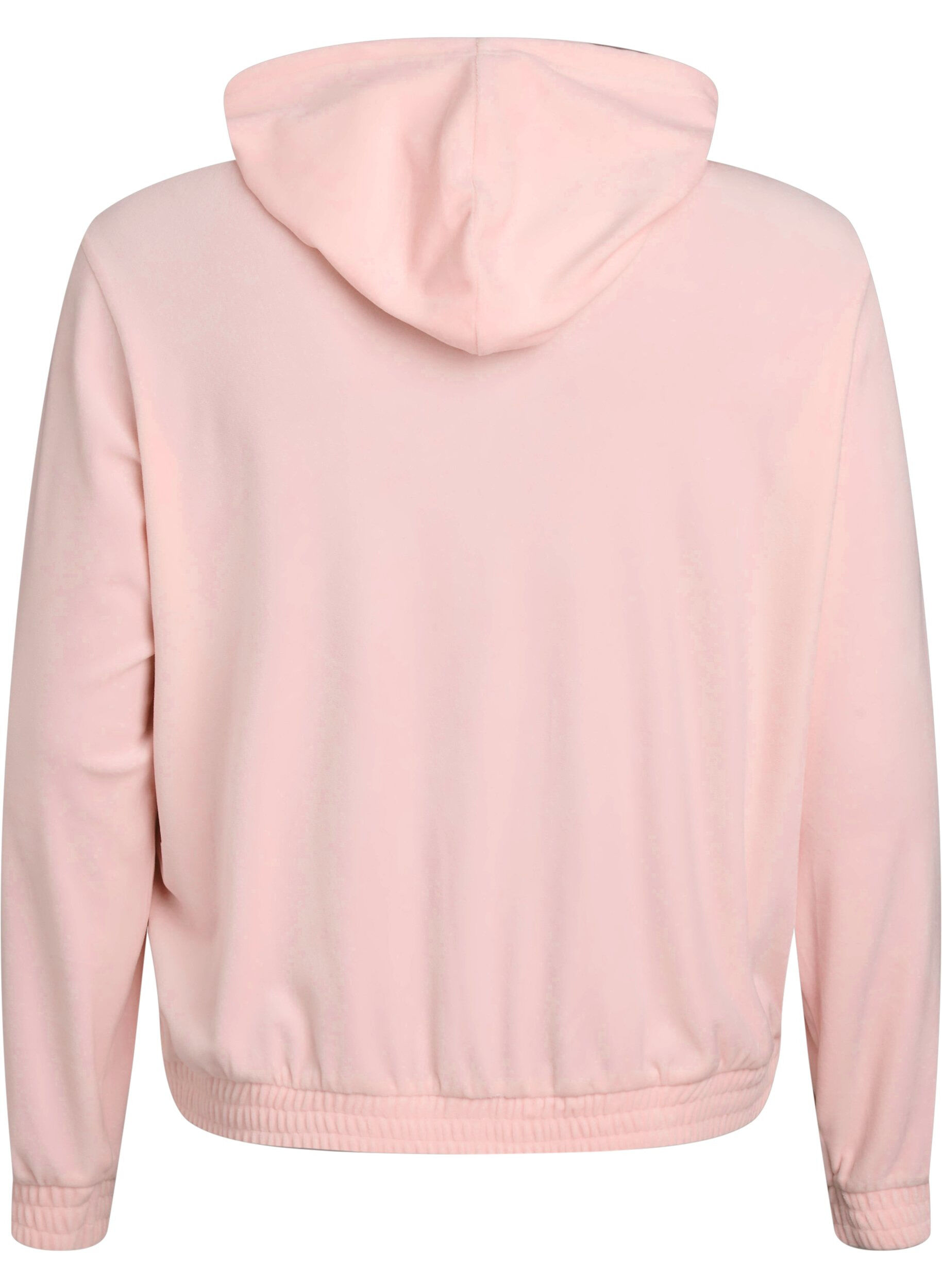 Zizzi Sweat &agrave; capuche zipp&eacute; en velours doux, Rose, Packshot image number 1
