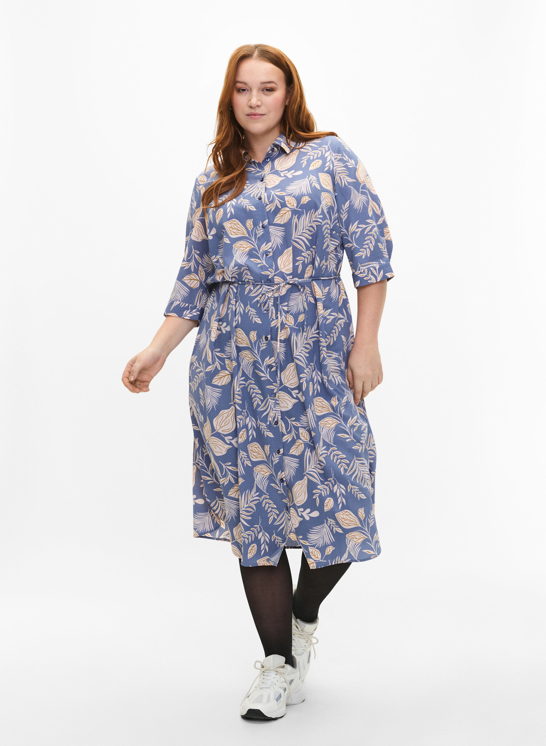Zizzi FLASH &ndash; Hemdkleid mit Aufdruck, Delft AOP, Model image number 3