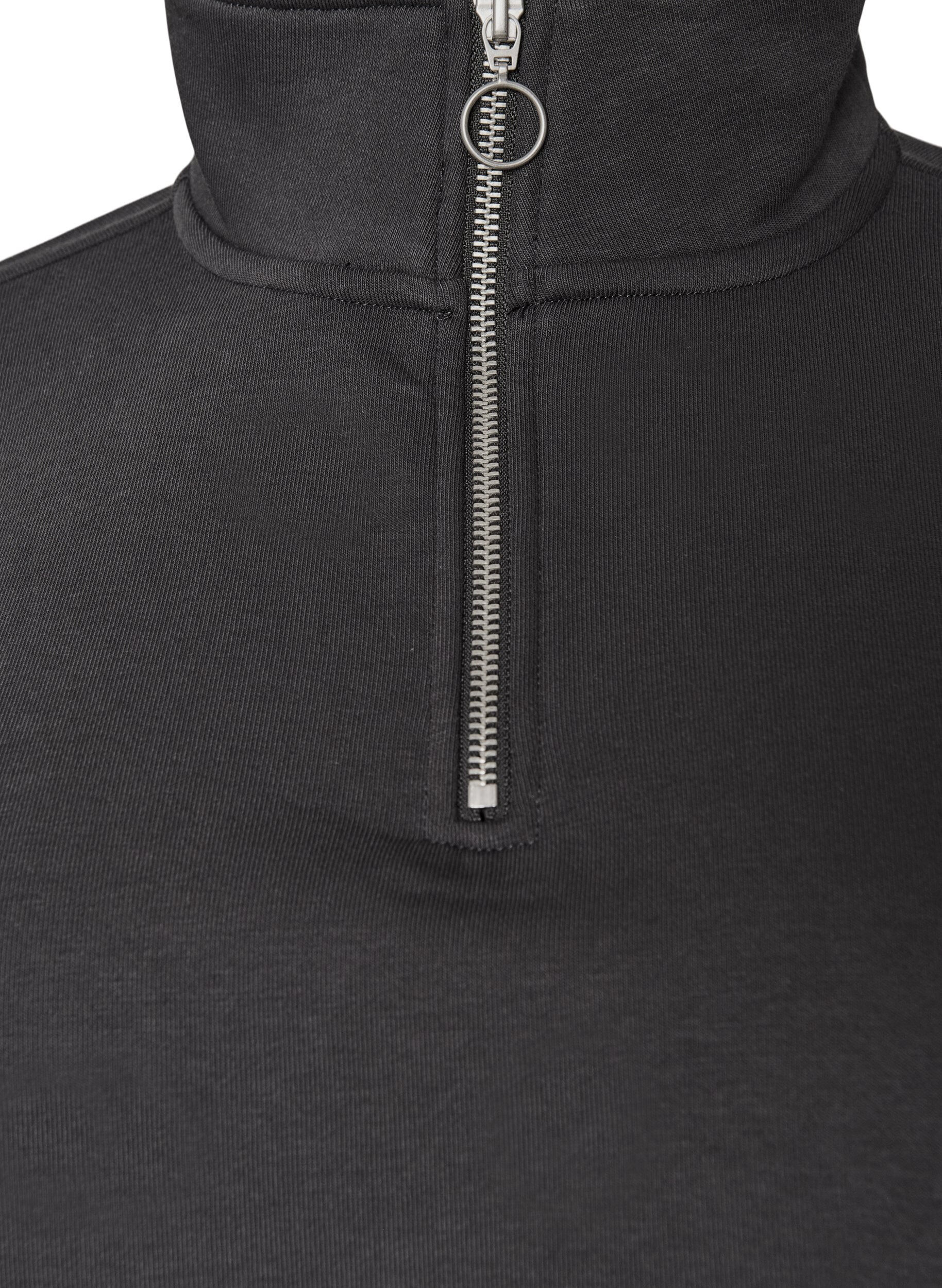 ZizziSweatshirt avec manches en mati&egrave;re teddy et col montant, Gris anthracite, Packshot image number 2