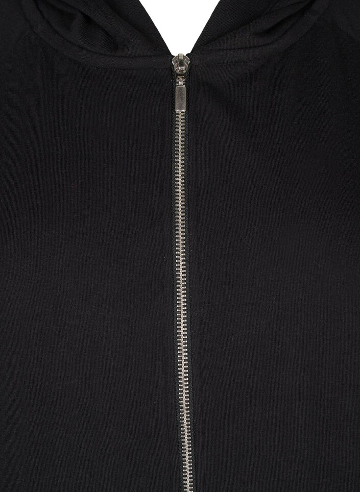 Cardigan en sweat avec une capuche et des poches, Noir, Packshot image number 2