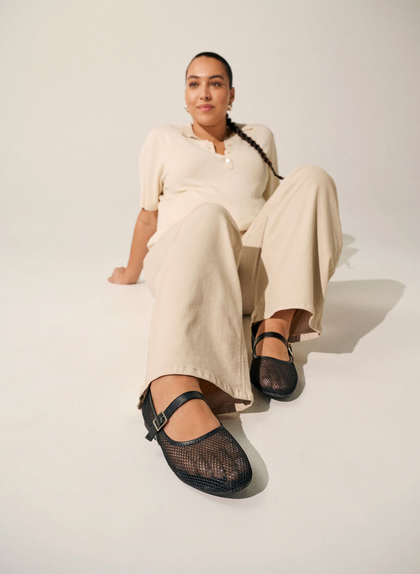 Ballerine en maille avec bride, Noir, Image image number 0