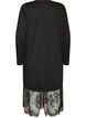 Robe en jersey avec paillettes et finitions en dentelle, Noir, Packshot image number 1