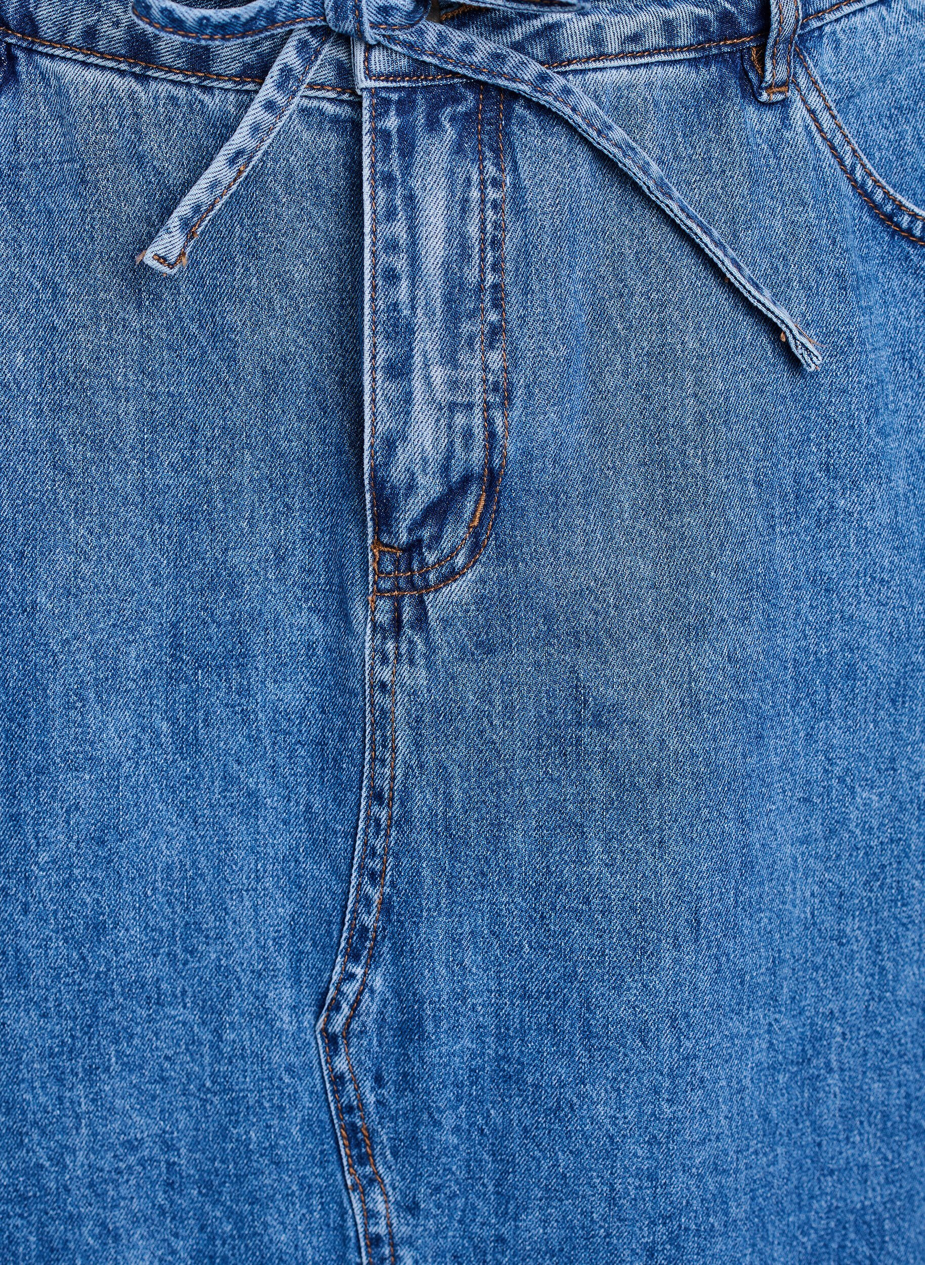 Zizzi Denim-Maxirock mit Bindeg&uuml;rtel, Blue Denim, Packshot image number 2