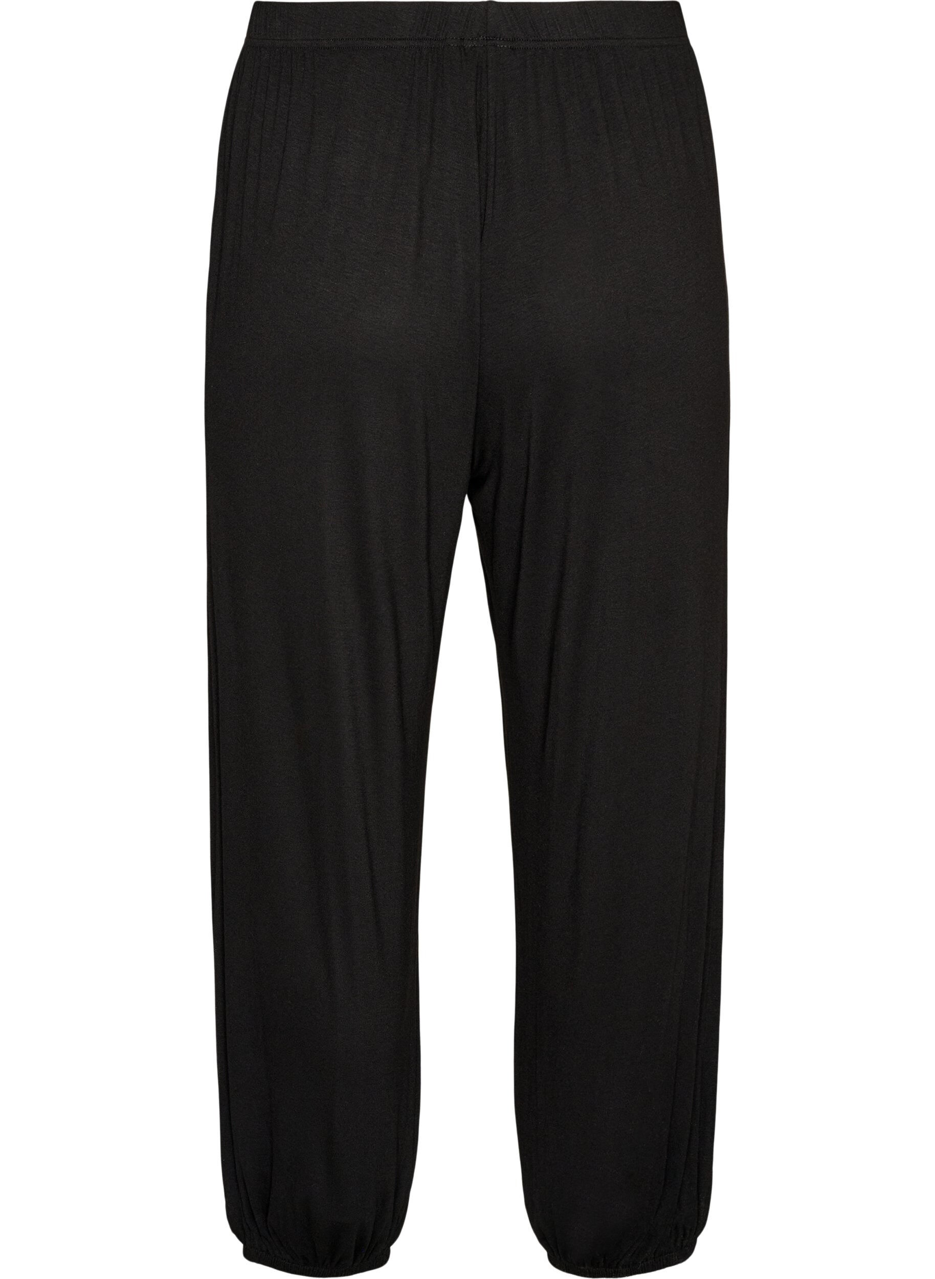 ZizziPantalon de pyjama ample en viscose avec une taille &eacute;lastique, Noir, Packshot image number 1