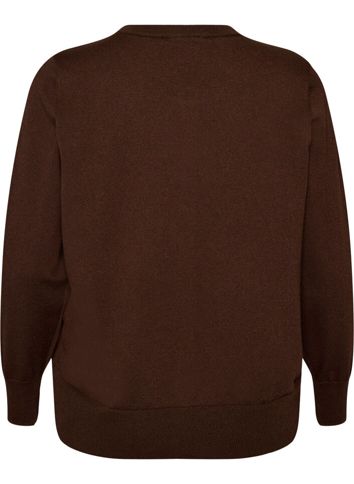 Cardigan en maille fine avec col rond, Marron, Packshot image number 1