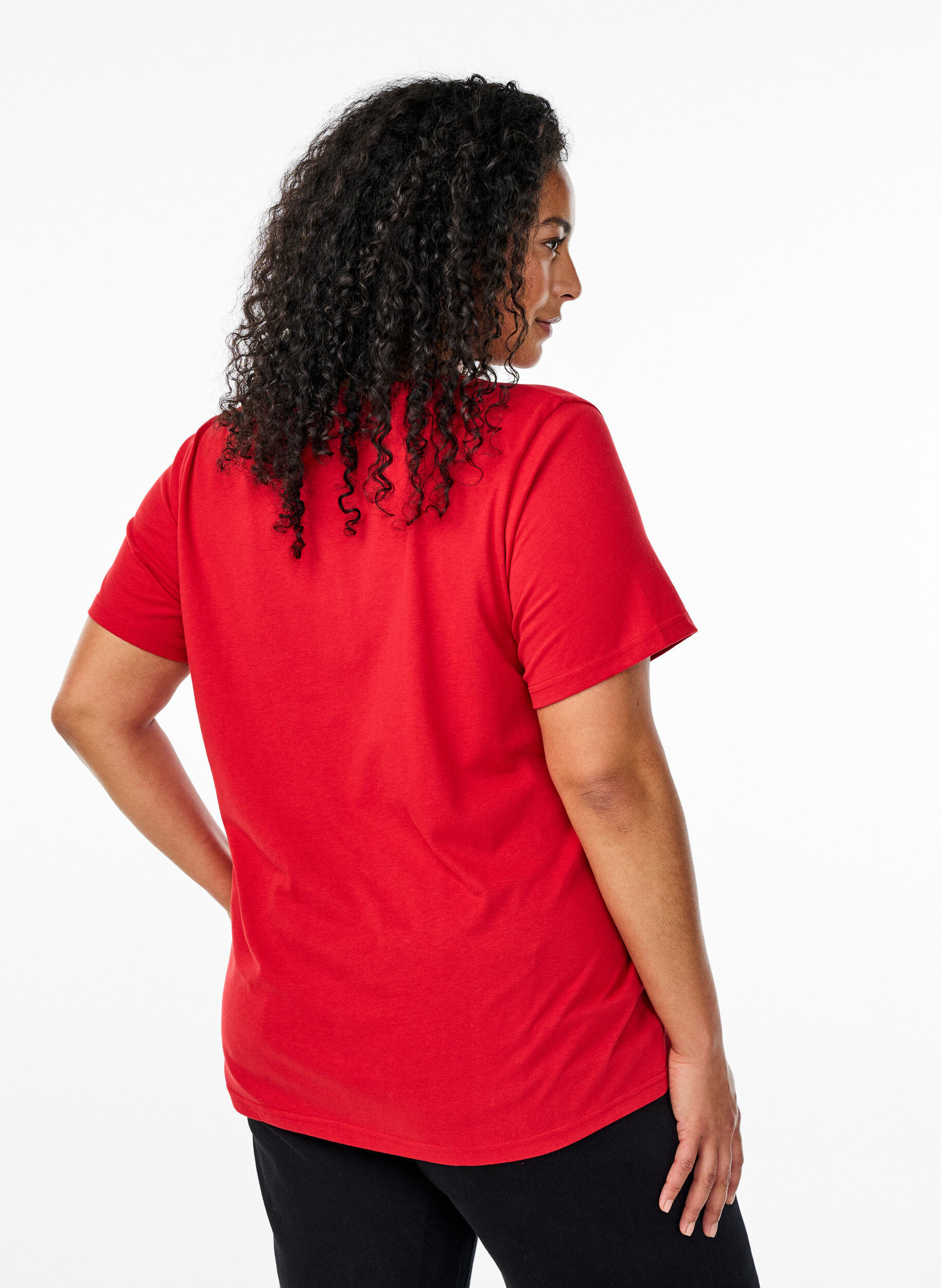 Zizzi FLASH - T-Shirt mit V-Ausschnitt, Rot, Model image number 2