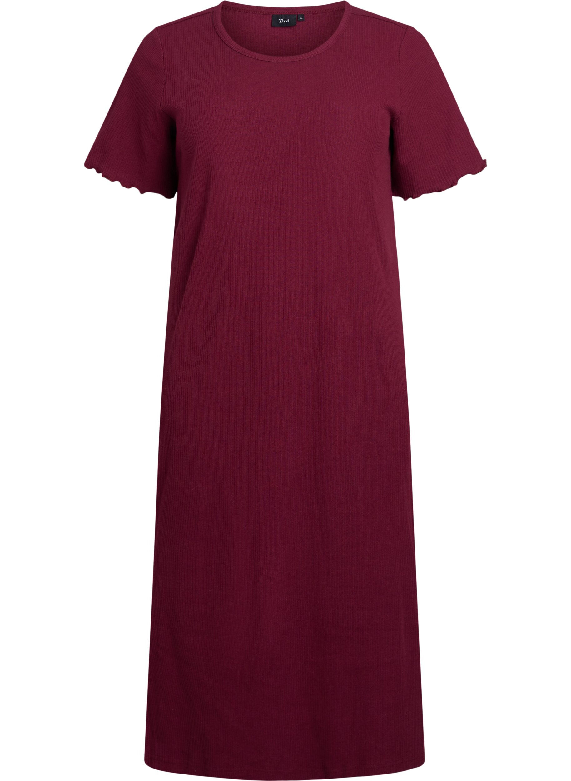 Zizzi Robe maxi en jersey avec manches courtes, Bordeaux fonc&eacute;, Packshot image number 0