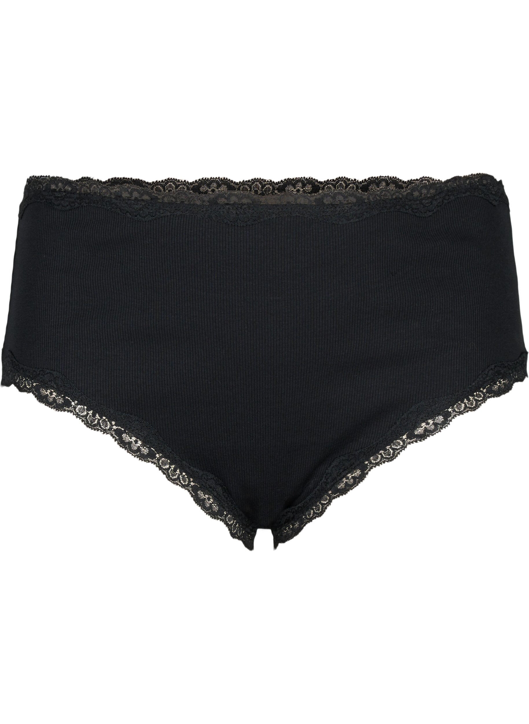 Zizzi Lot de 2 culottes avec bordure en dentelle, Black/Black, Packshot image number 2