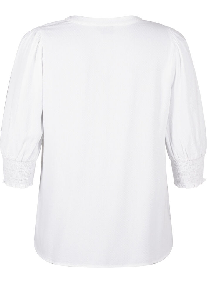  Viskosebluse mit Smok- und Rüschendetail, Bright White, Packshot image number 1