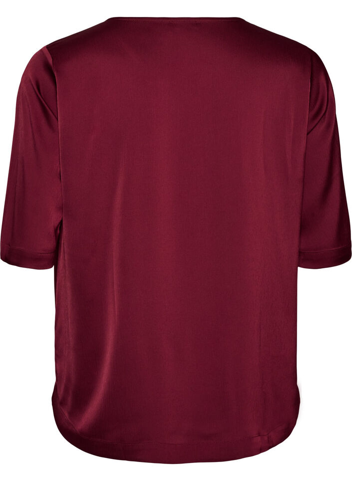 Bluse aus Satin mit ellenbogenlangen &Auml;rmeln, Rot, Packshot image number 1