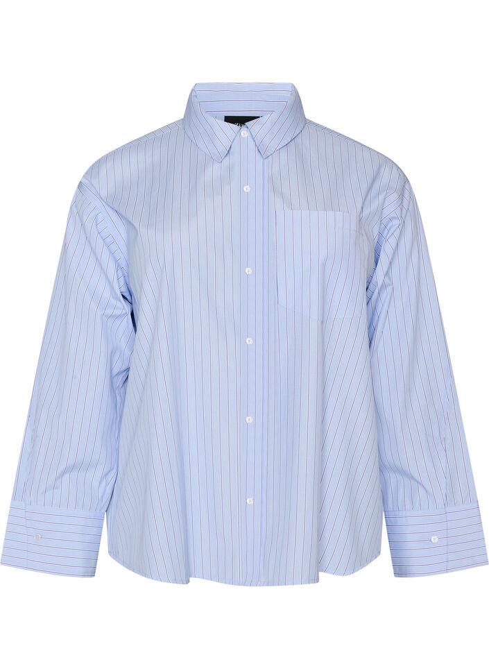 Chemise &agrave; rayures avec des poignets larges, Bleu Clair, Packshot image number 0