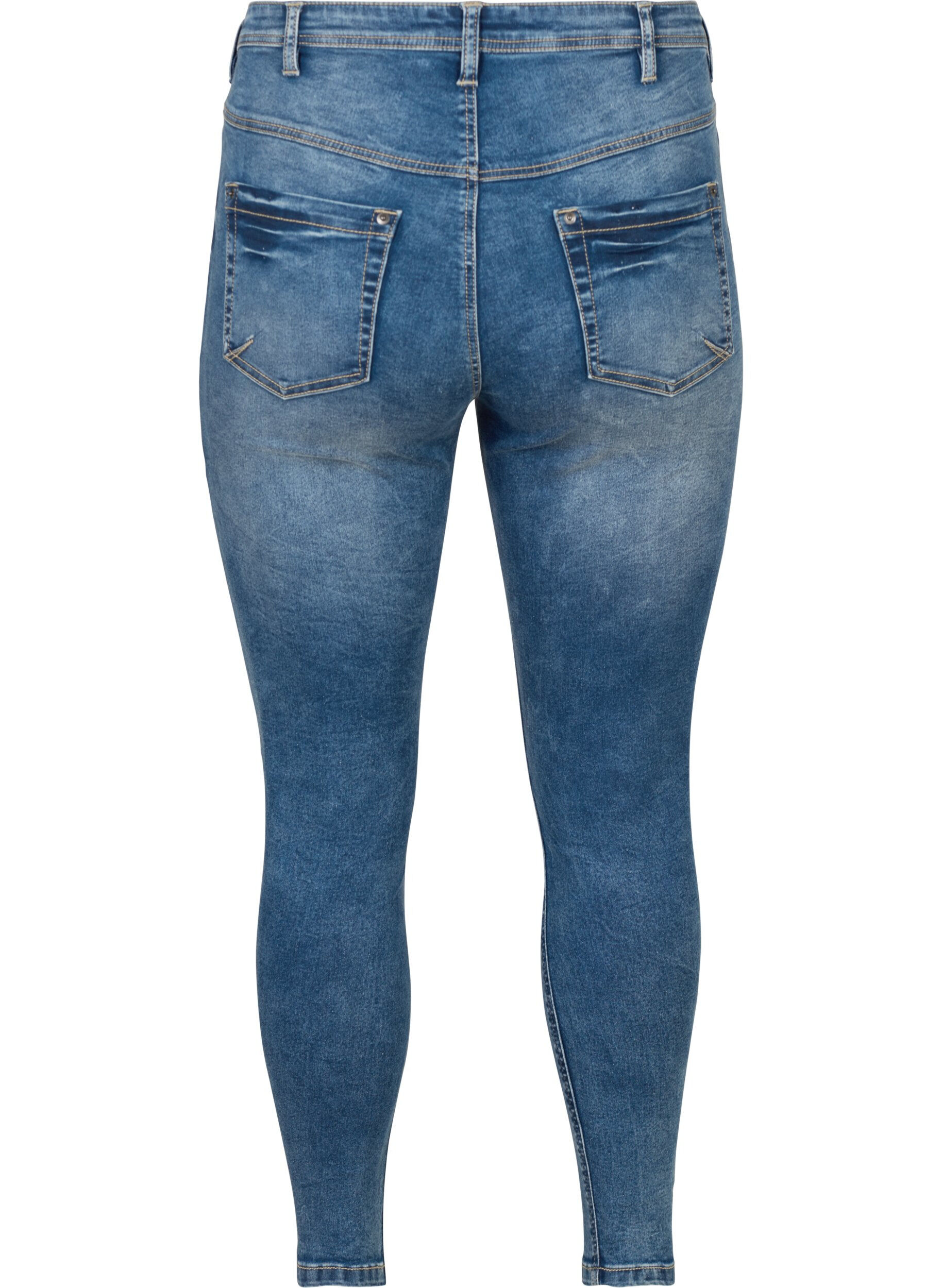 Zizzi Cropped Amy Jeans mit Rei&szlig;verschluss, Blau, Packshot image number 1