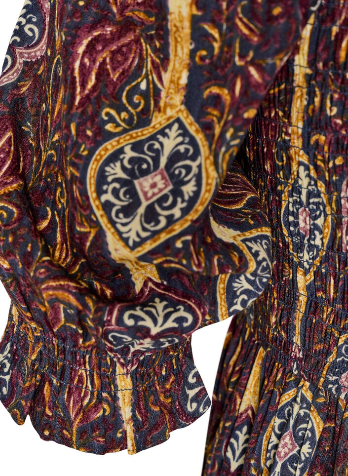 Robe d'&eacute;t&eacute; en viscose &agrave; imprim&eacute; paisley, Violet, Packshot image number 3