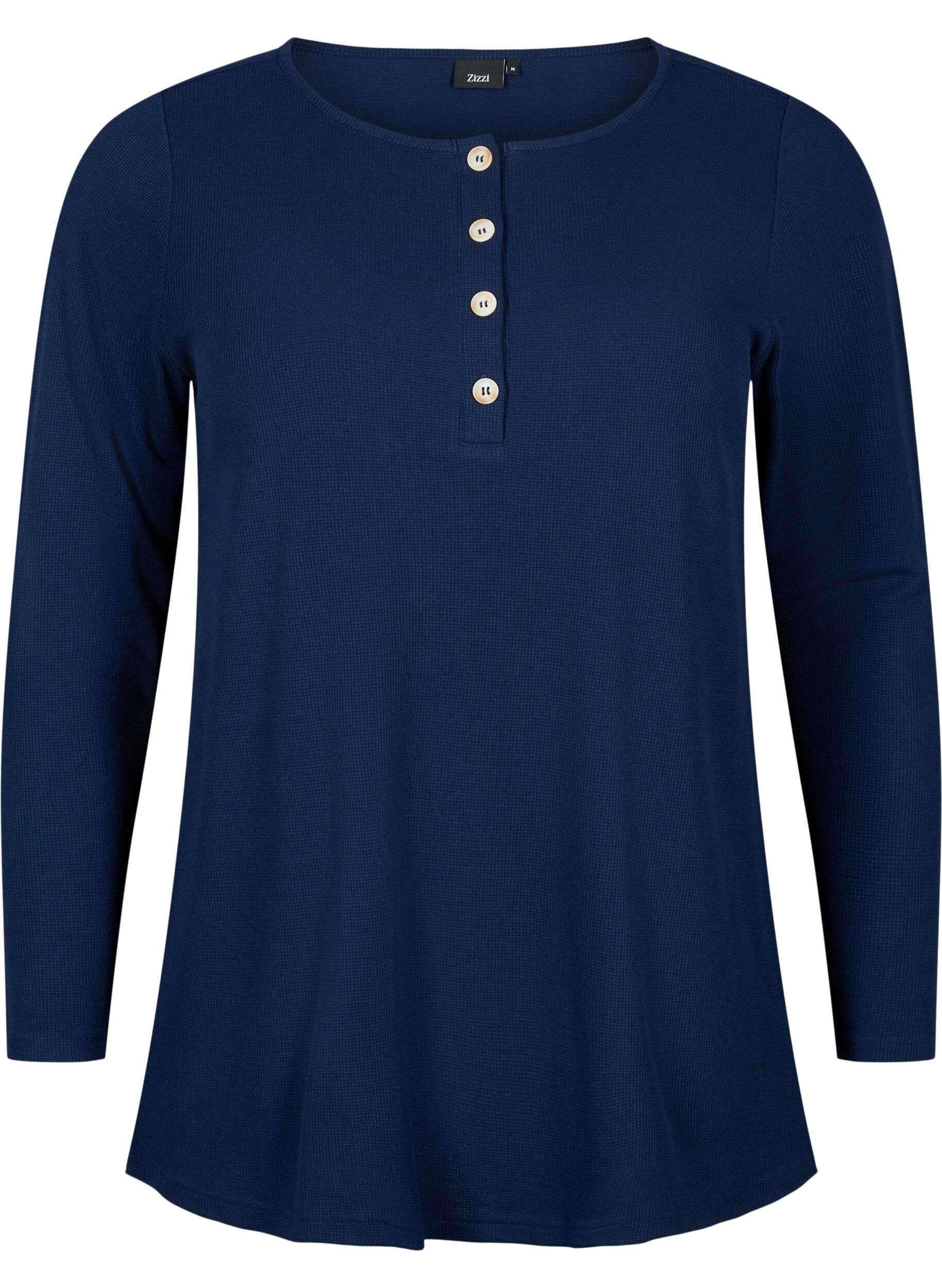 Zizzi Chemise de nuit &agrave; manches longues, Navy Blazer, Packshot image number 0