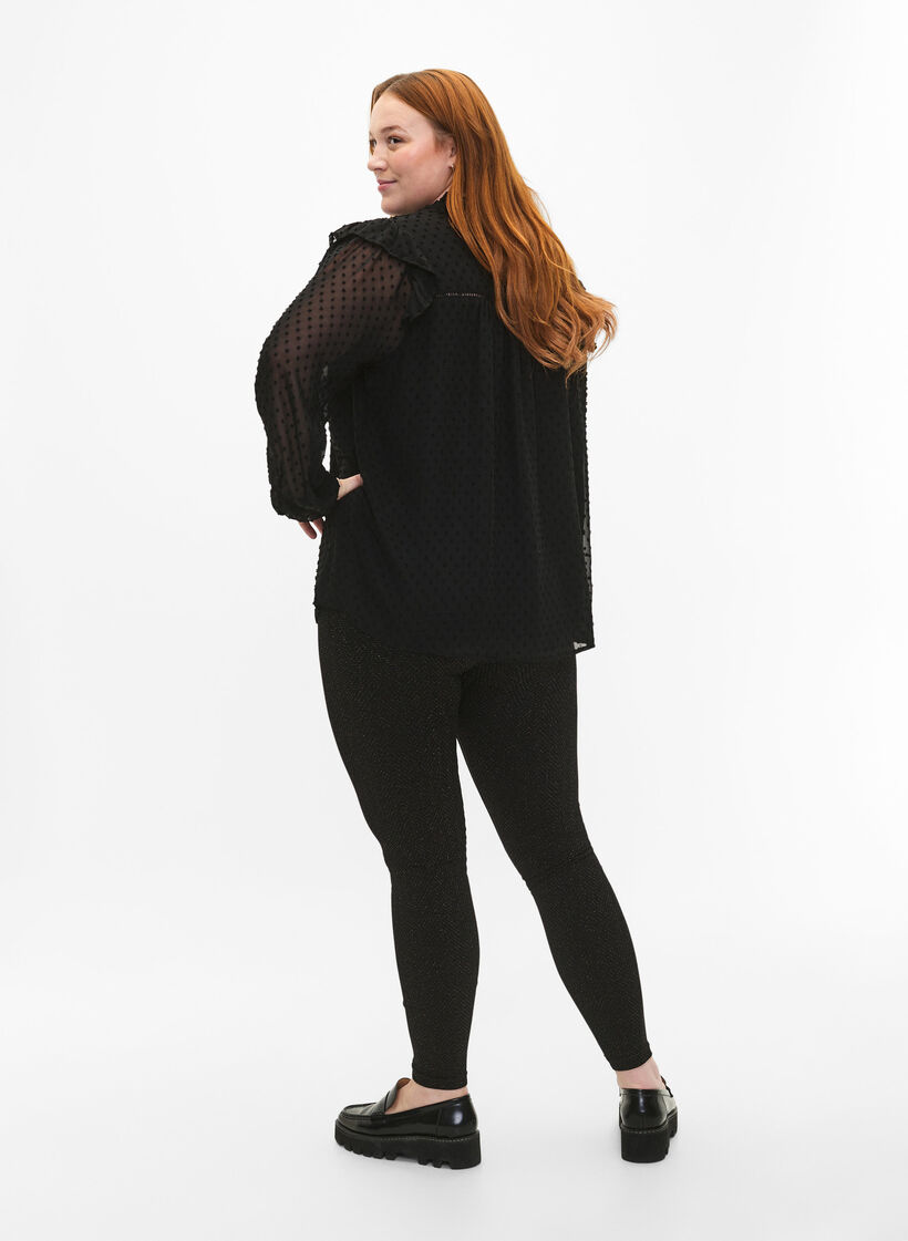 Nahtlose Glitzer-Leggings, Black Gold Lurex, Model image number 1