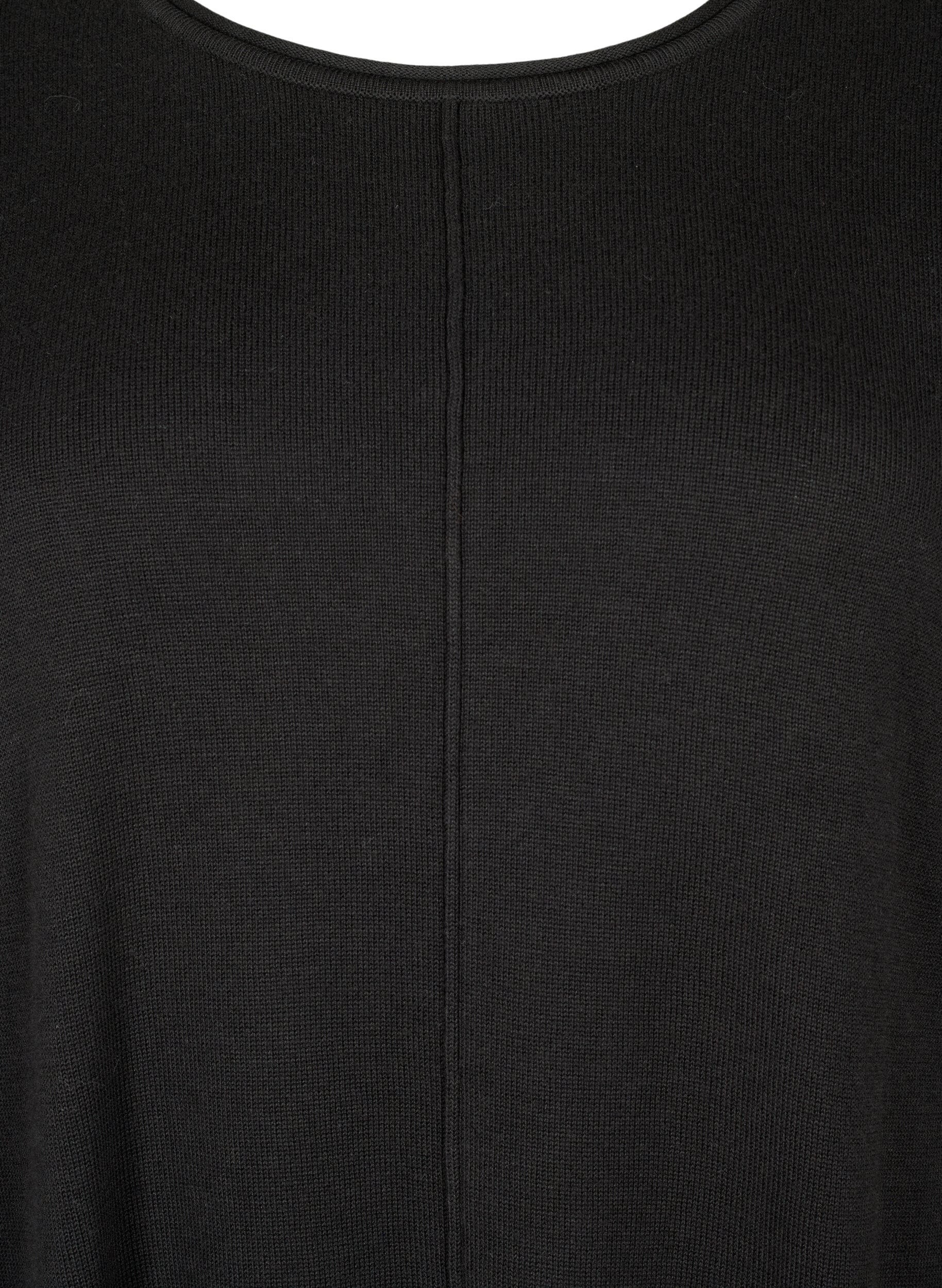 ZizziBlouse tricot&eacute;e en m&eacute;lange coton-viscose, Noir, Packshot image number 2