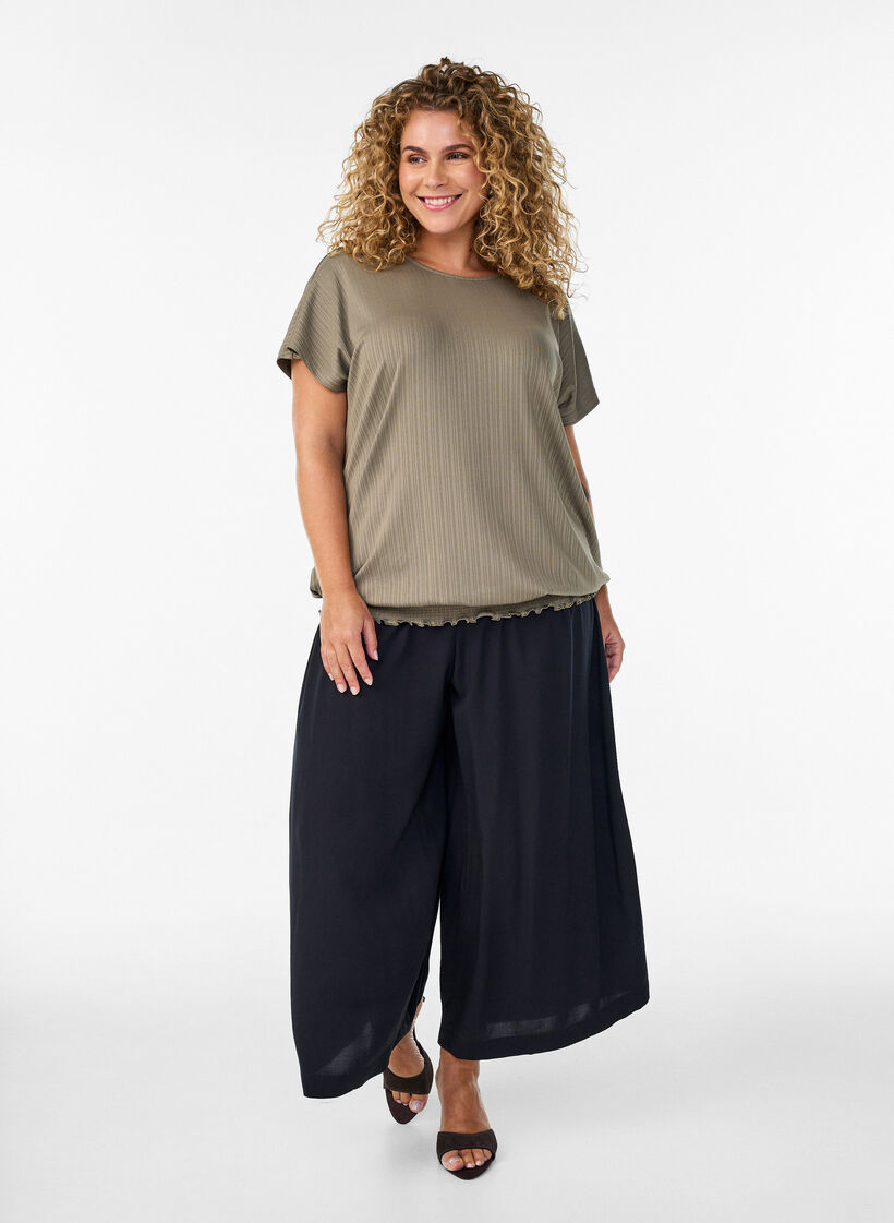 Culottes aus Viskose mit hoher Taille und weiten Beinen, Schwarz, Model image number 0