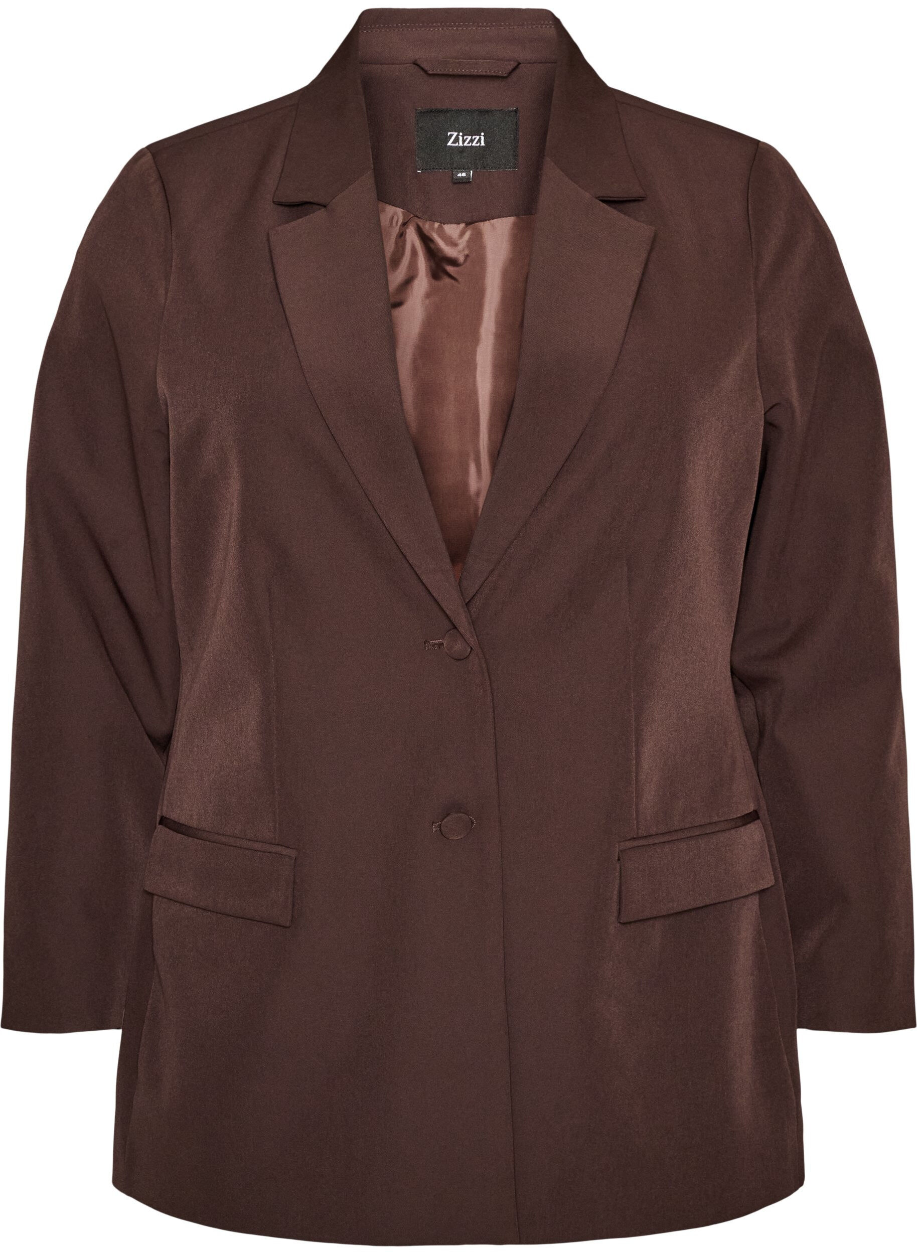 ZizziBlazer classique avec fermeture boutonn&eacute;e, Marron, Packshot image number 0