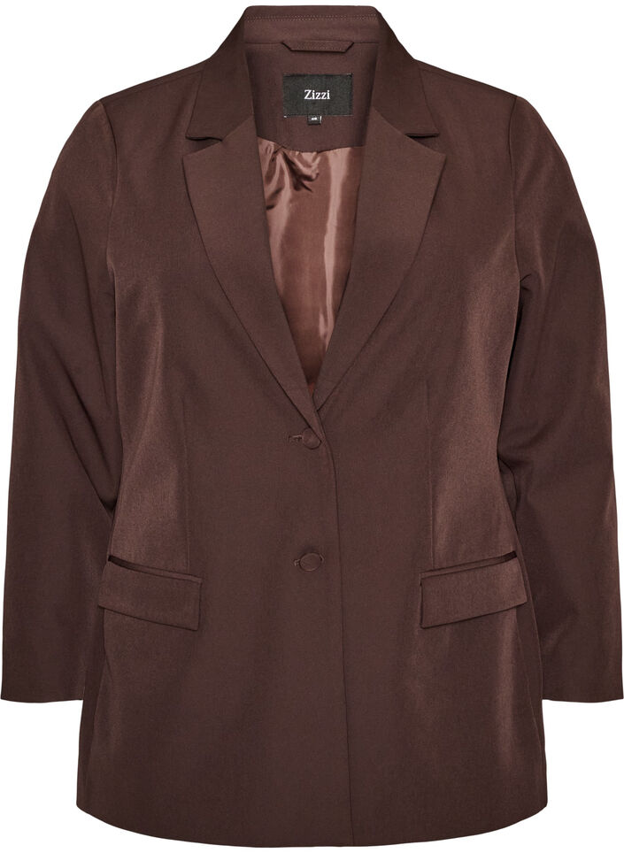 Blazer classique avec fermeture boutonn&eacute;e, Marron, Packshot image number 0