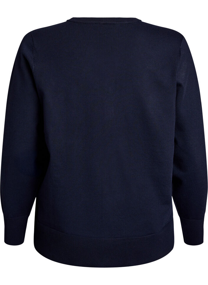 Feinstrick-Strickjacke mit Rundhalsausschnitt, Blau, Packshot image number 1