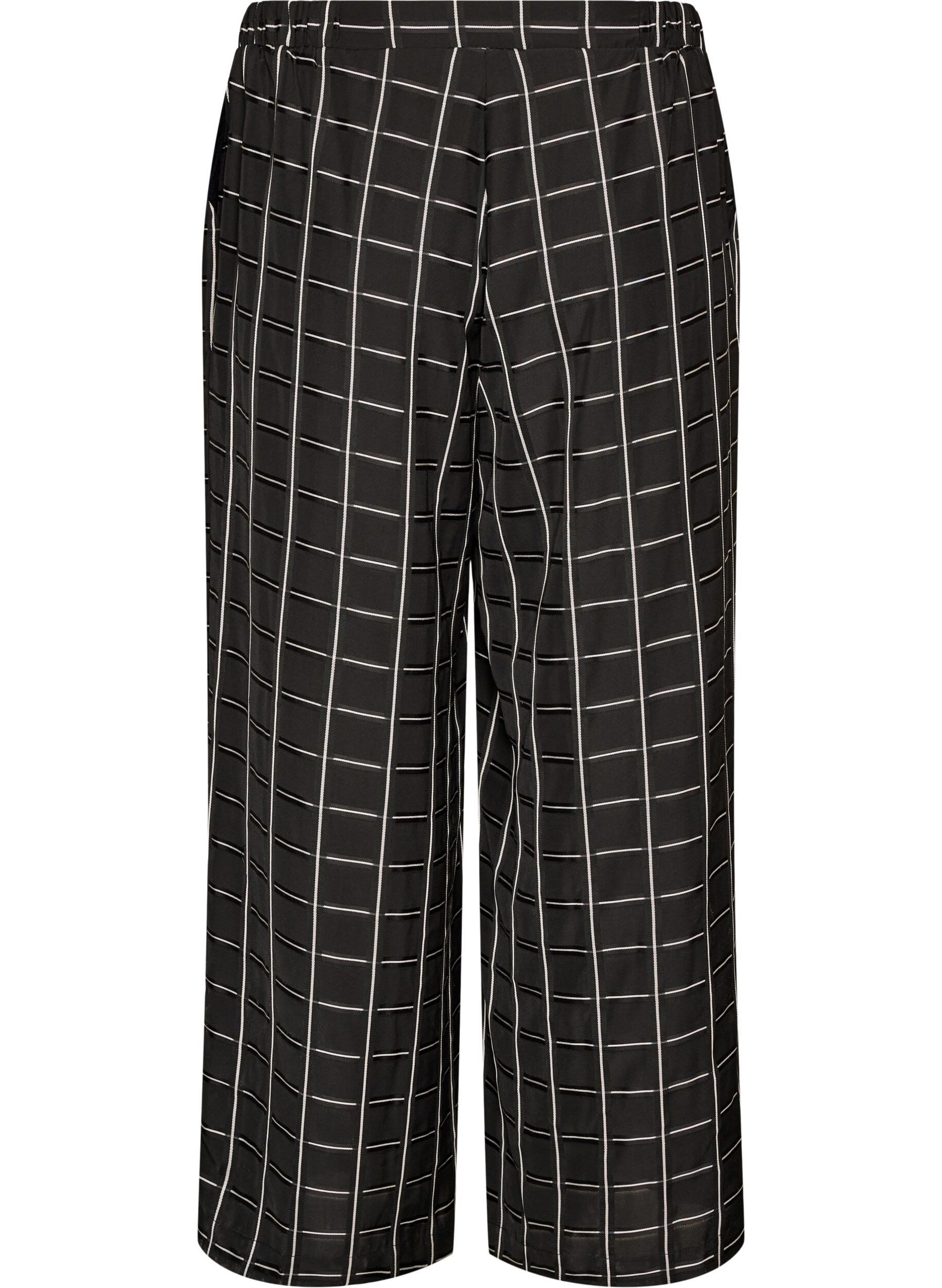 ZizziKarierte Hose mit weitem Bein, Schwarz, Packshot image number 1
