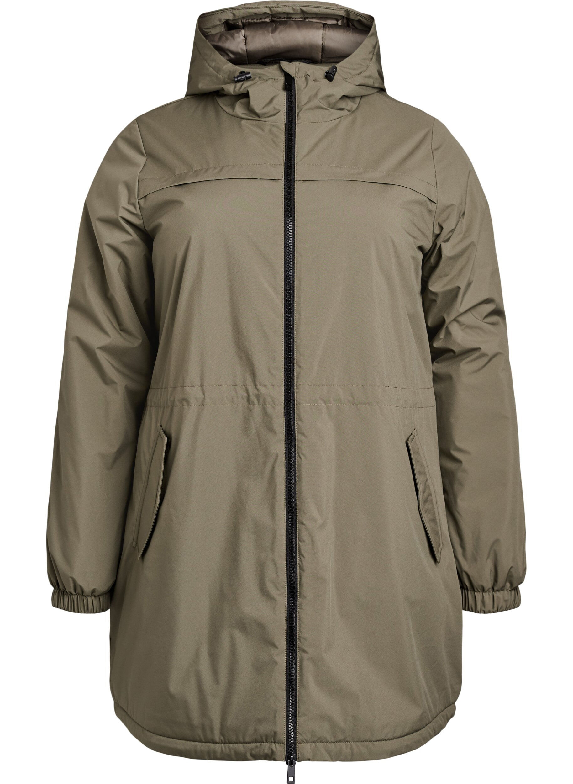 ZizziLeichter gepolsterter Parka mit Kapuze, Gr&uuml;n, Packshot image number 0