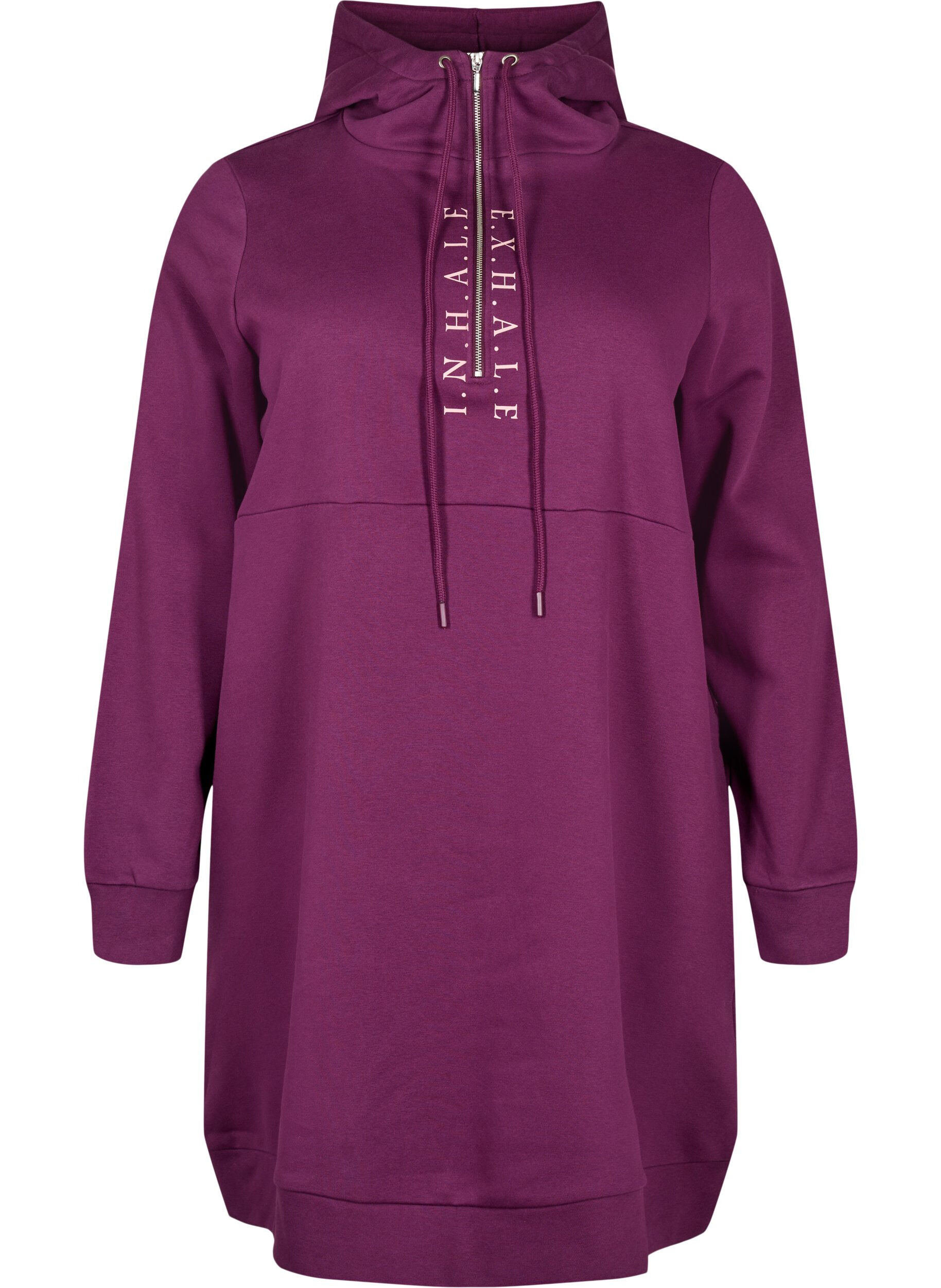 Zizzi Robe pull de style sportif avec capuche, Pickled Beet/SilverP, Packshot image number 0