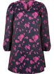 Robe courte en jacquard et à manches longues, Black w. Red Rose, Packshot image number 0