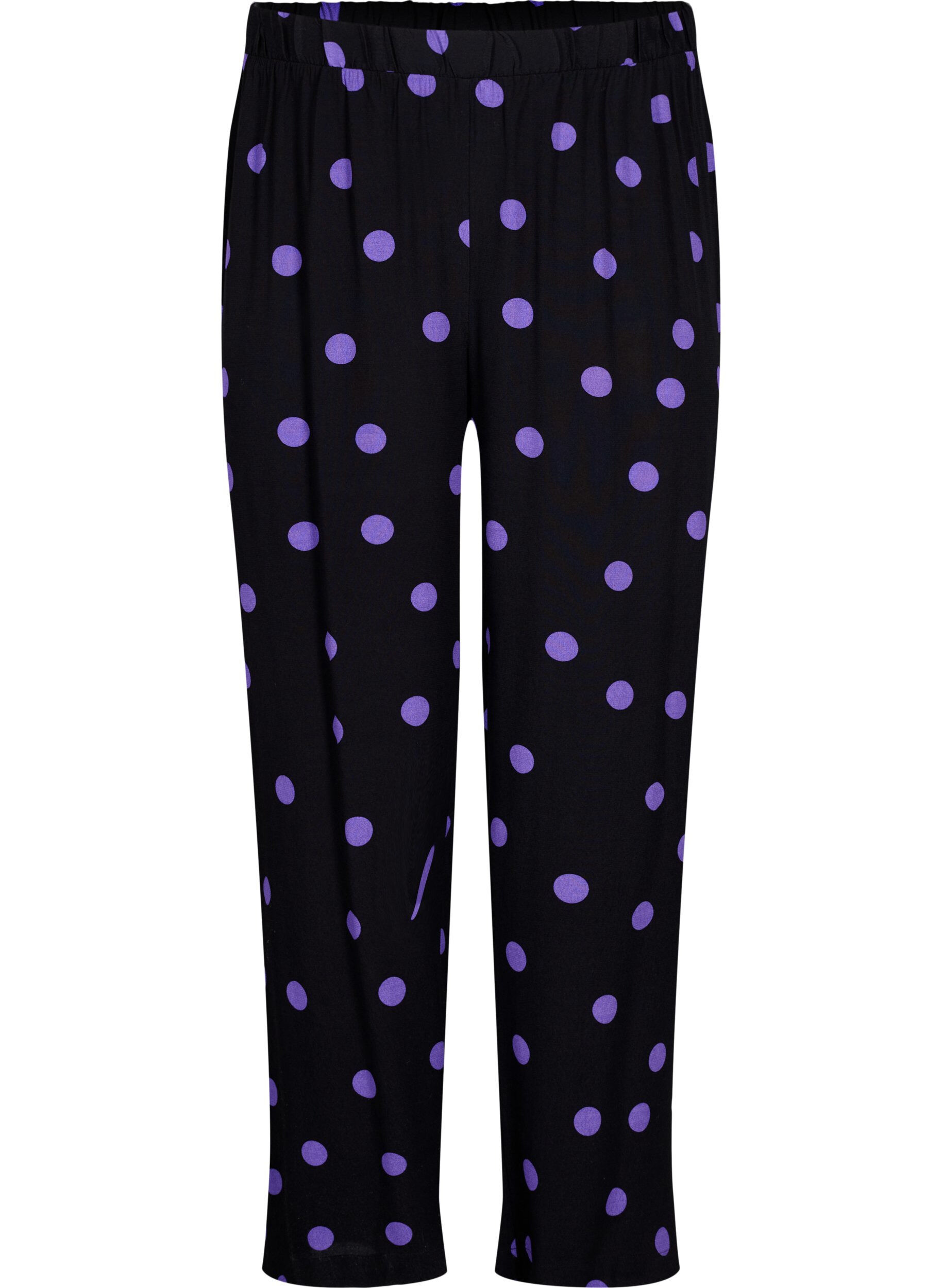 Zizzi Viskosehose mit Punkten, Black w. Purple Dot, Packshot image number 0