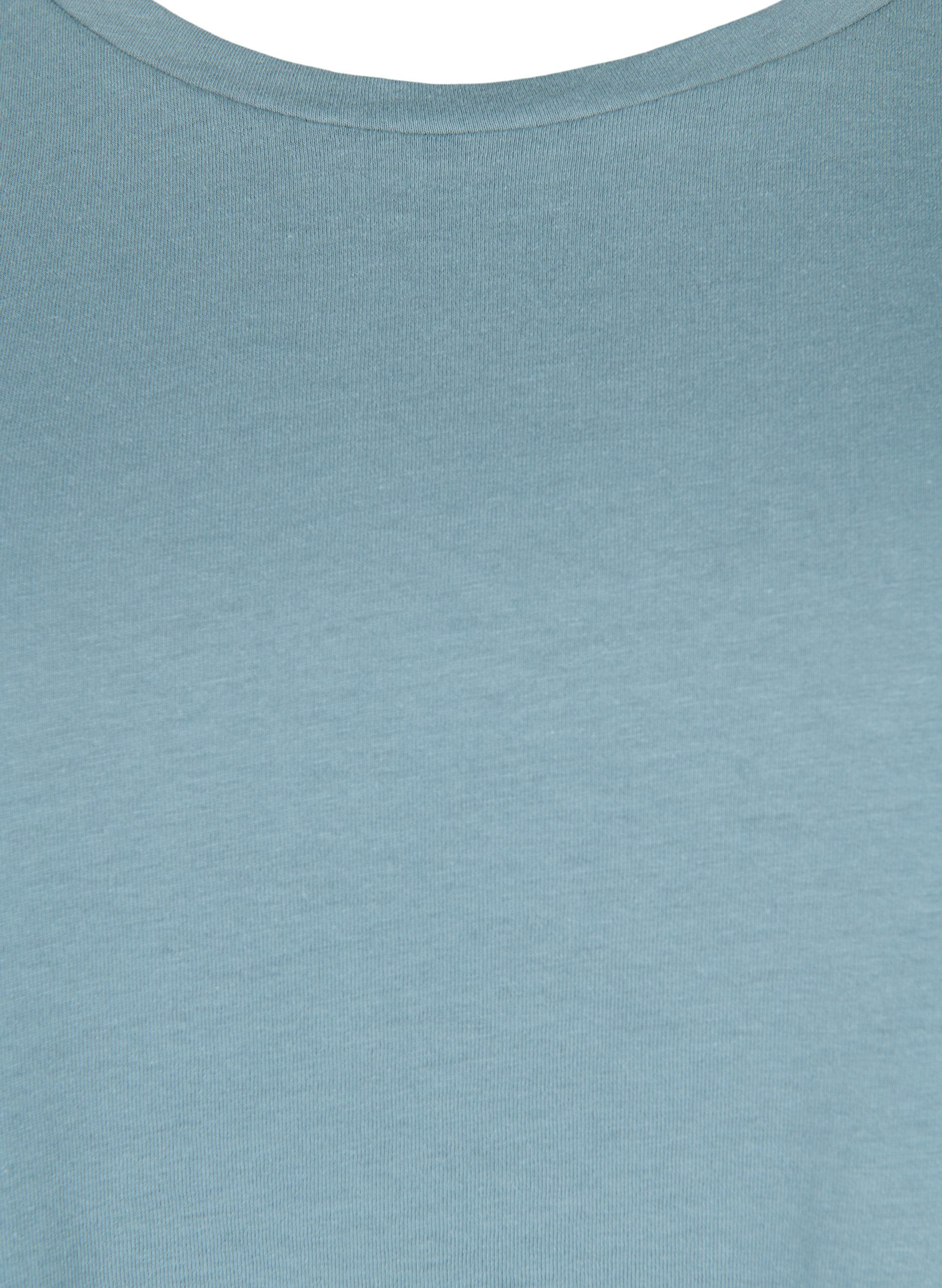 Zizzi Kurz&auml;rmeliges T-Shirt aus einer Baumwollmischung, Blau, Packshot image number 2