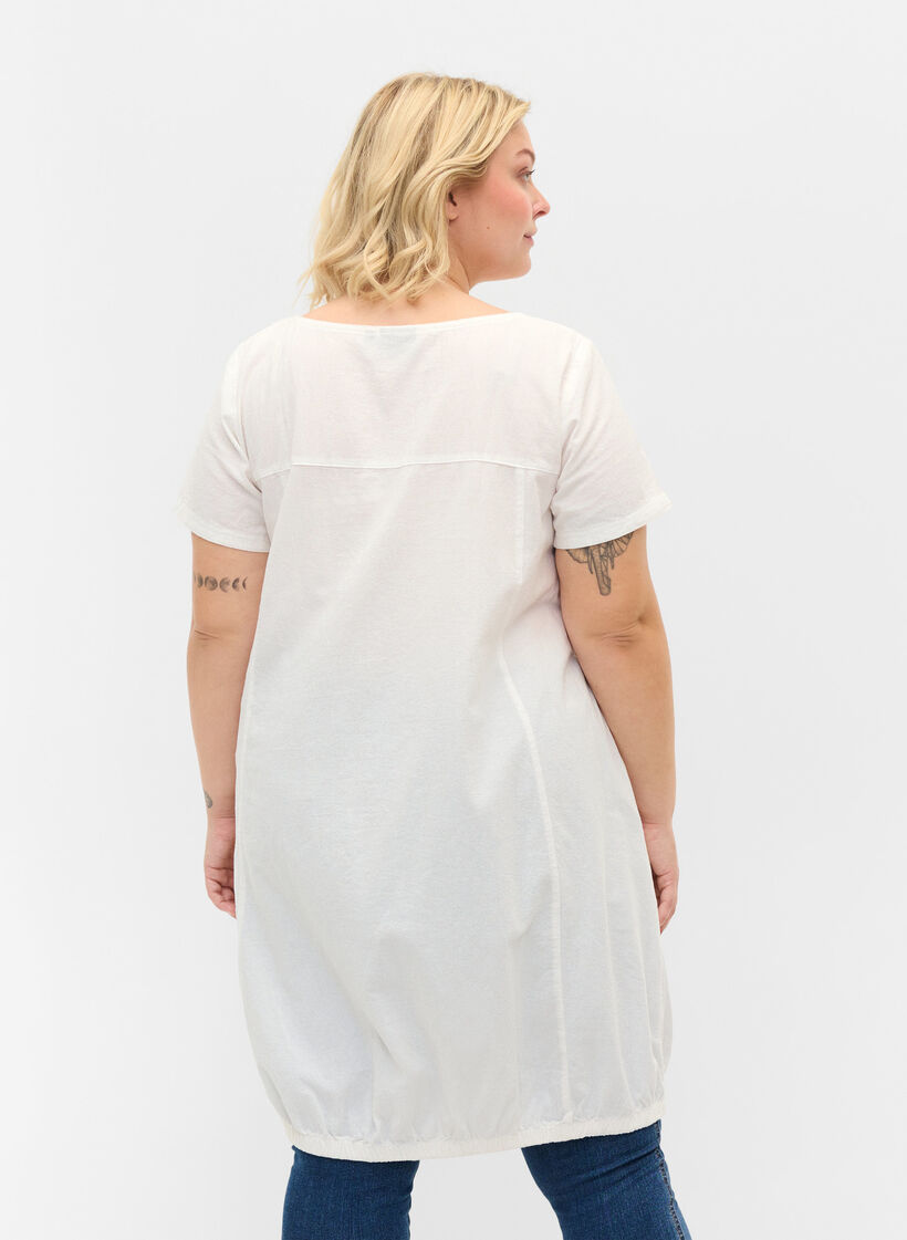 Kurzarm Kleid aus Baumwolle, Wei&szlig;, Model image number 2
