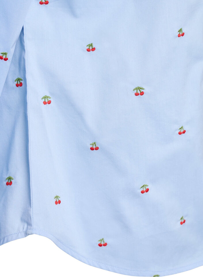 Chemise avec cerises brod&eacute;es, Bleu Clair, Packshot image number 3